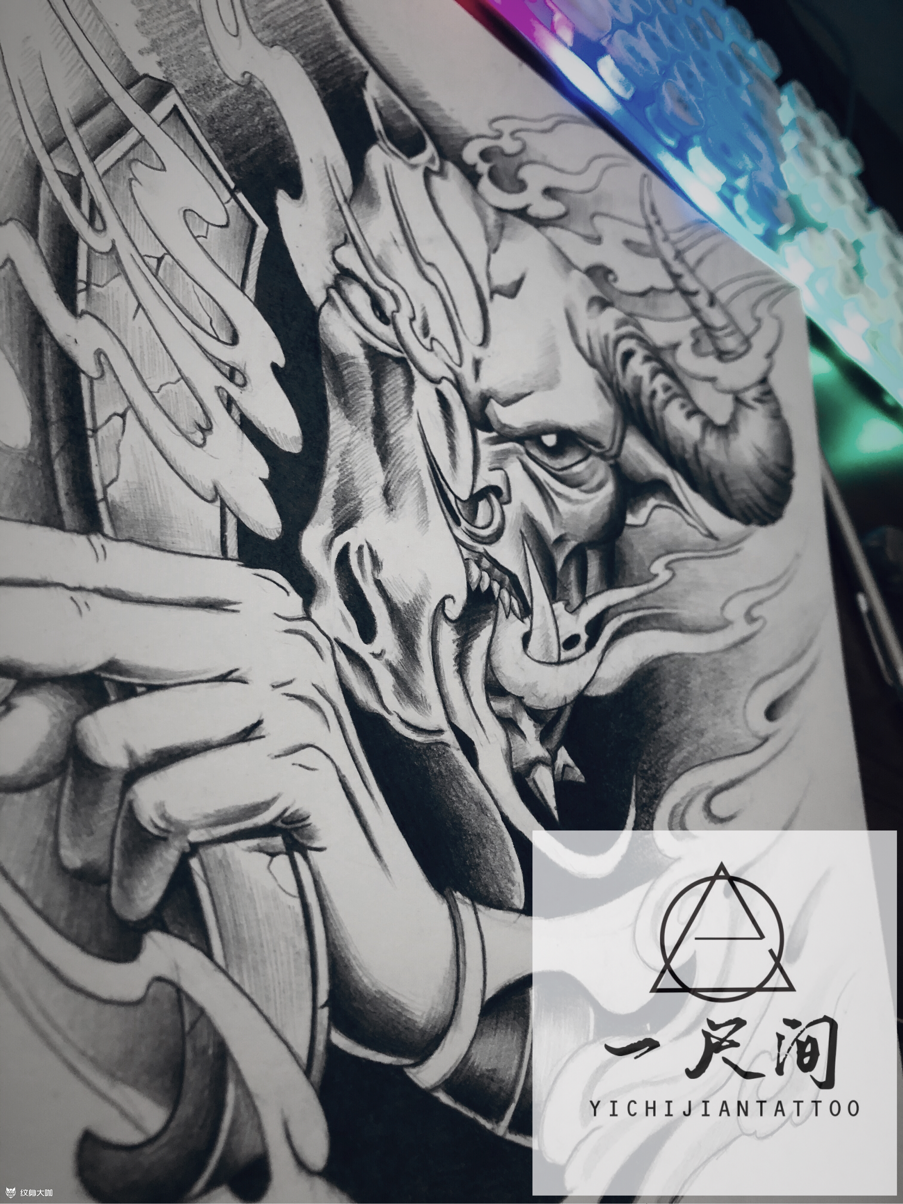 牛头马面手稿_纹身图案手稿图片_馒头的纹身作品集