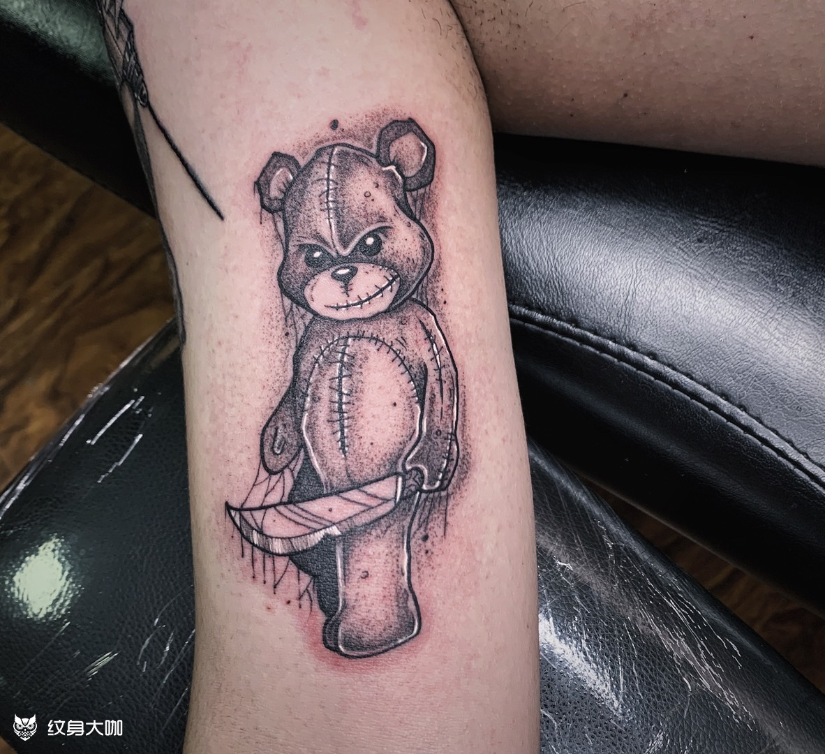 暗黑风格酷酷的小熊_纹身图案手稿图片_lee的纹身作品集