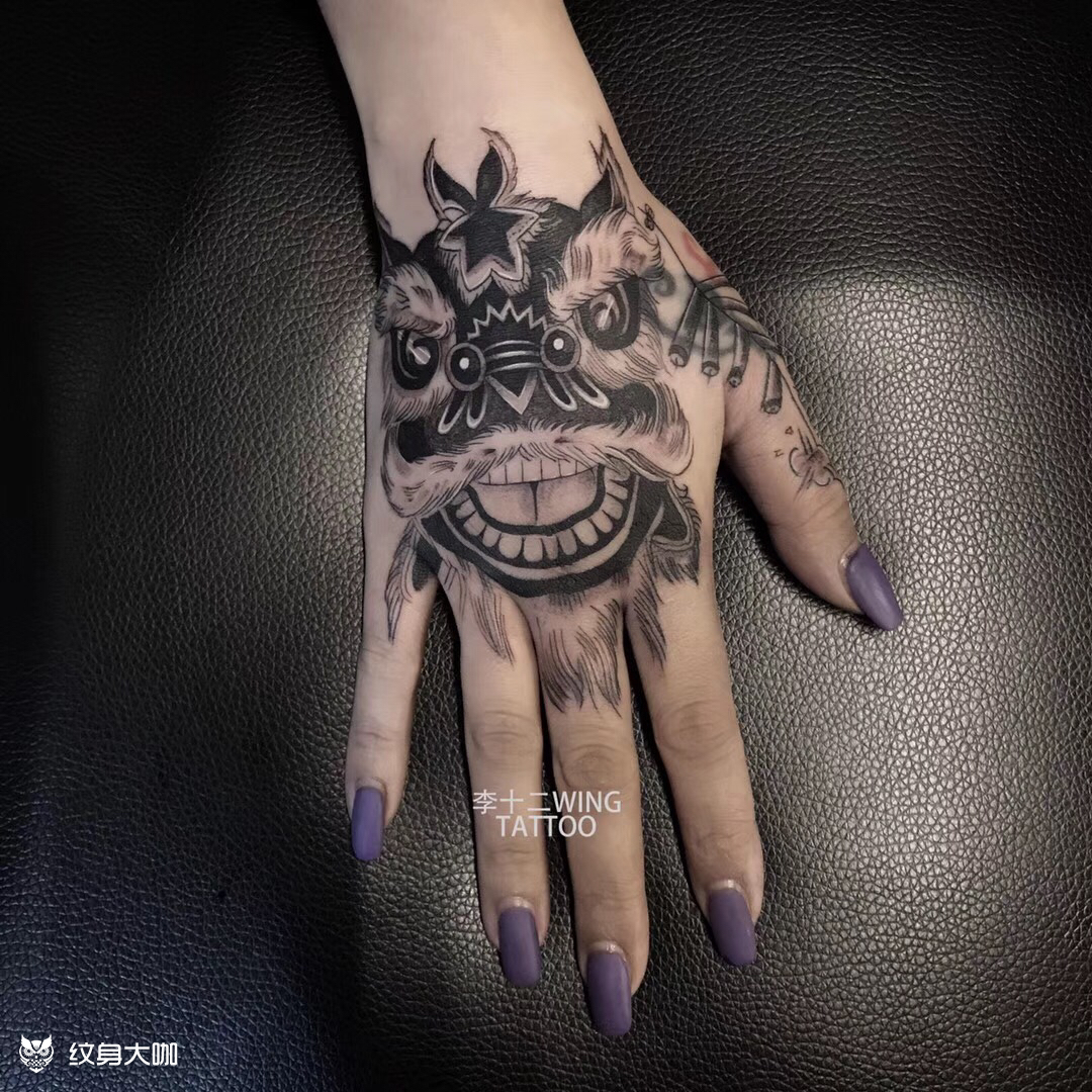 舞狮_纹身图案手稿图片_李十二wing的纹身作品集