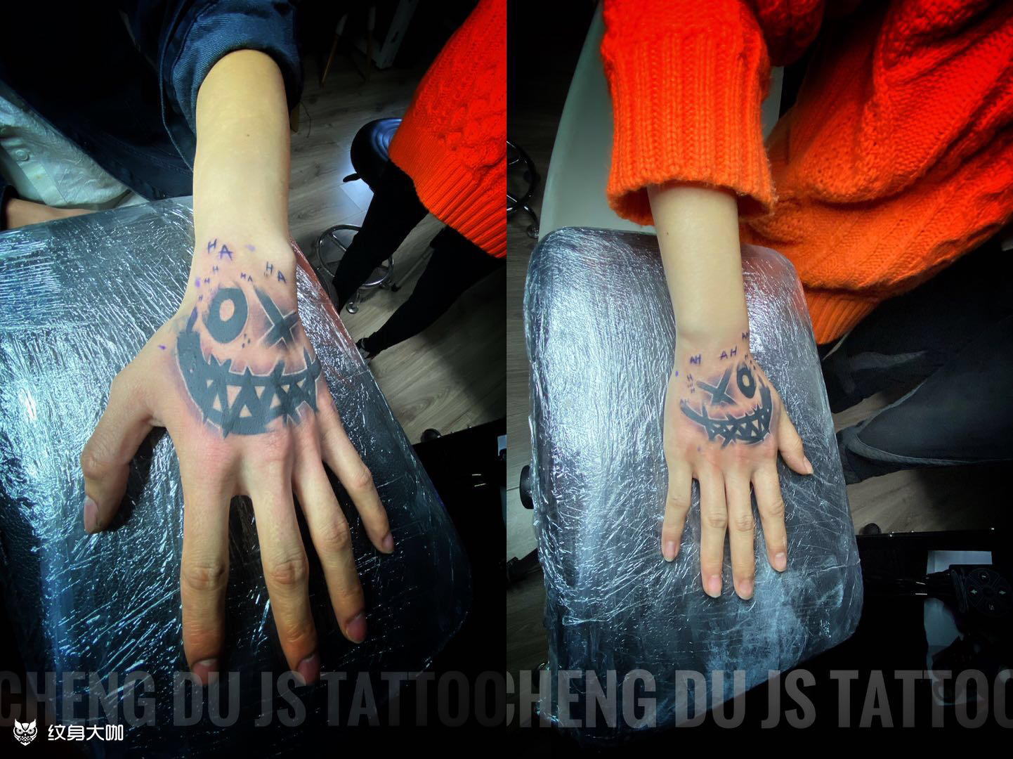 手背笑脸_纹身图案手稿图片_小九啊的纹身作品集