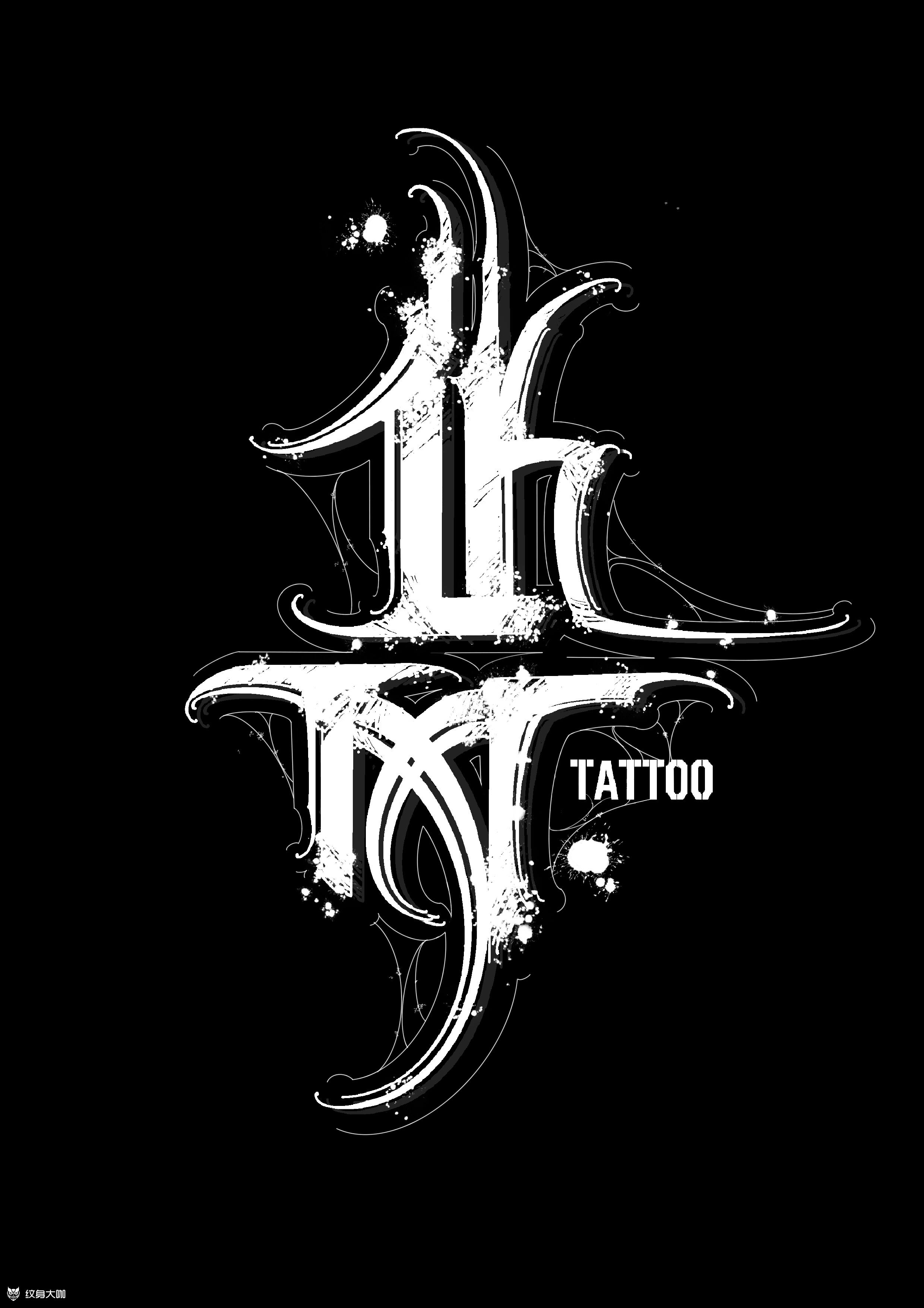 暗黑花体logo设计_纹身图案手稿图片_玄古道印-kong的纹身作品集
