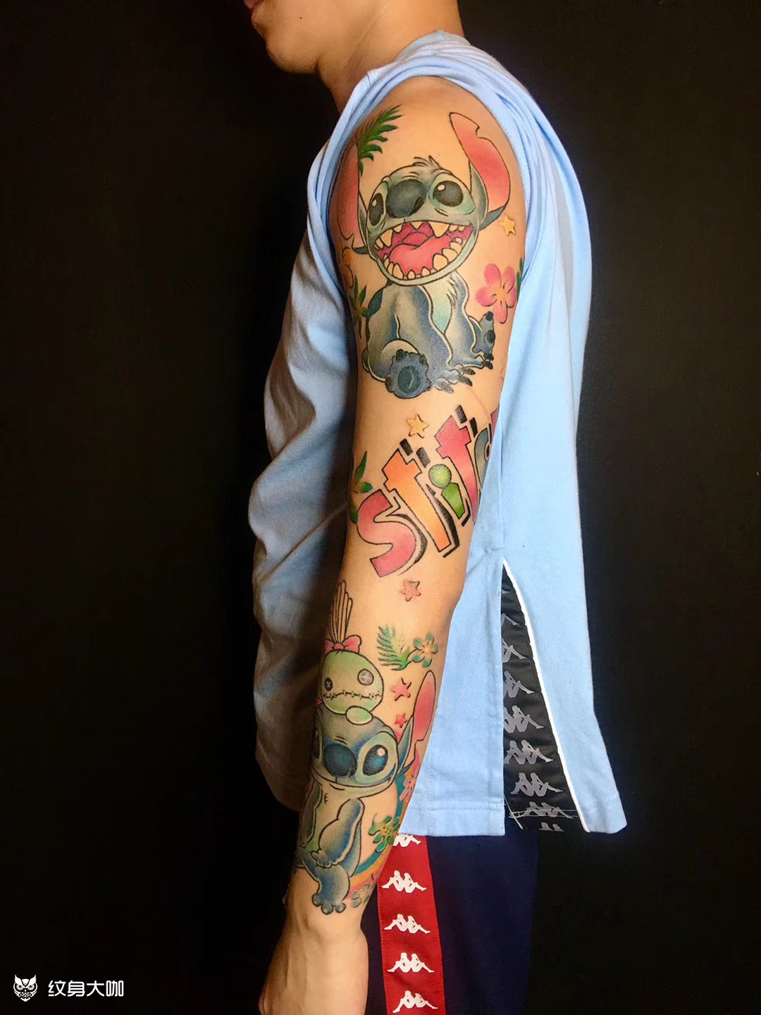 史迪仔花臂_纹身图案手稿图片_张西西的纹身作品集