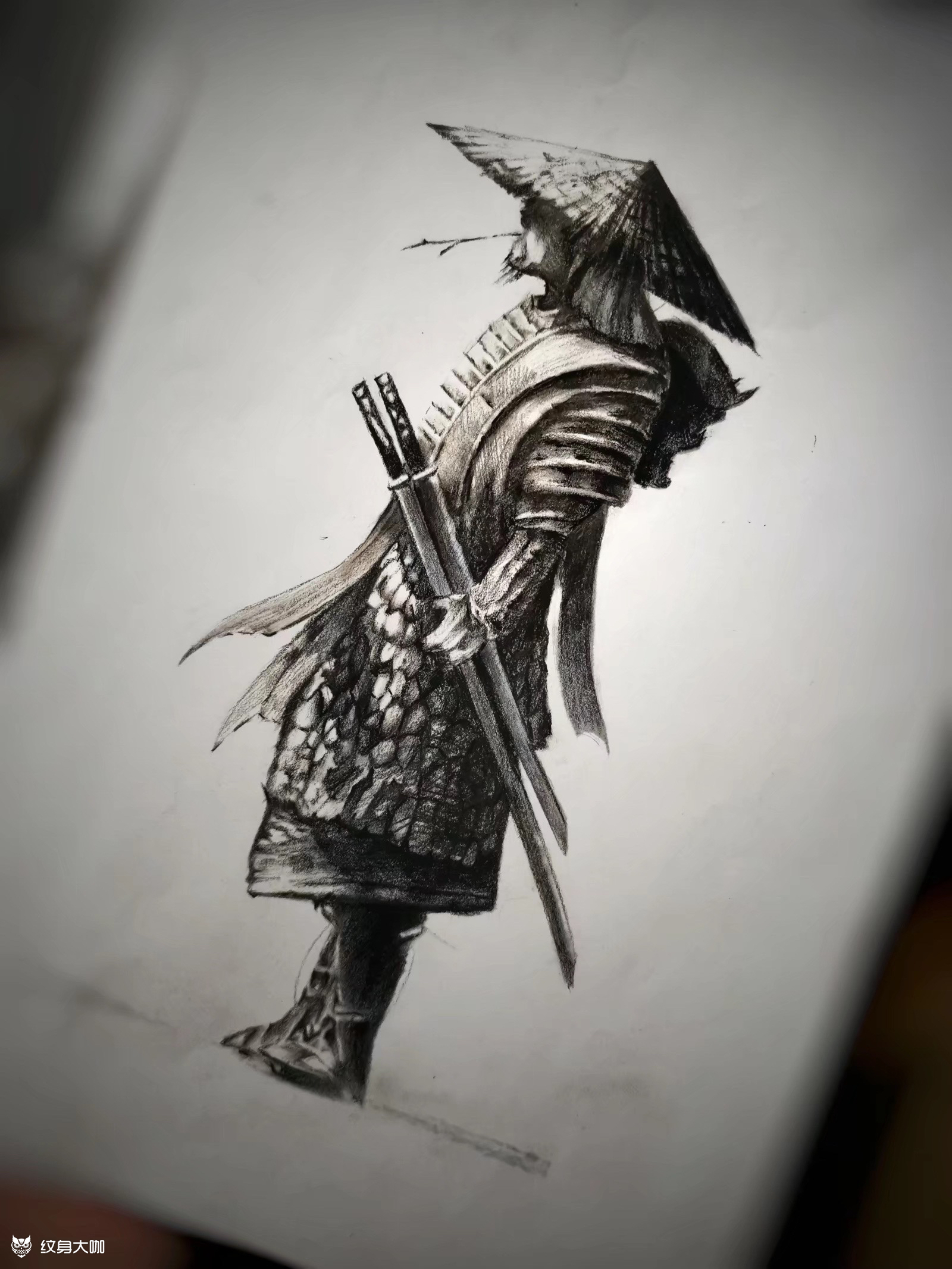 武士_纹身图案手稿图片_刀鬼的纹身作品集