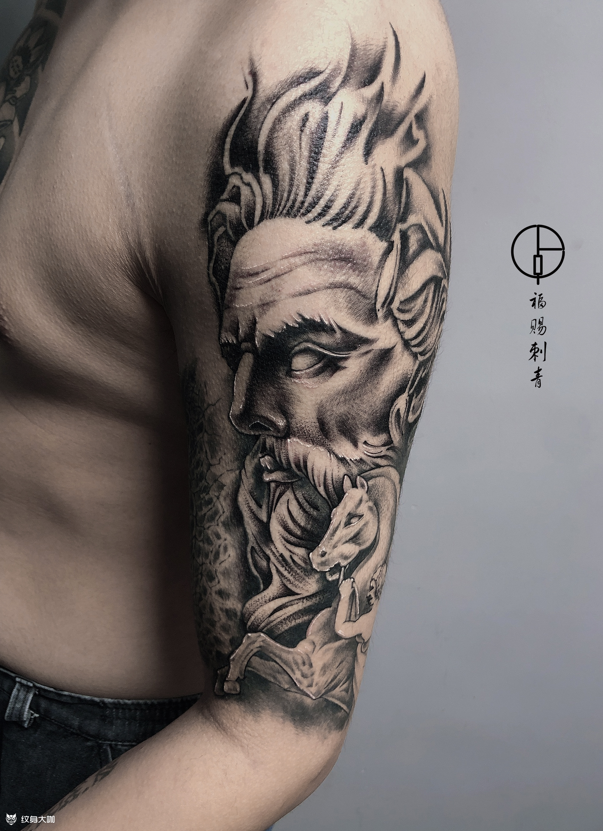 海神波塞冬_纹身图案手稿图片_洪佳福的纹身作品集