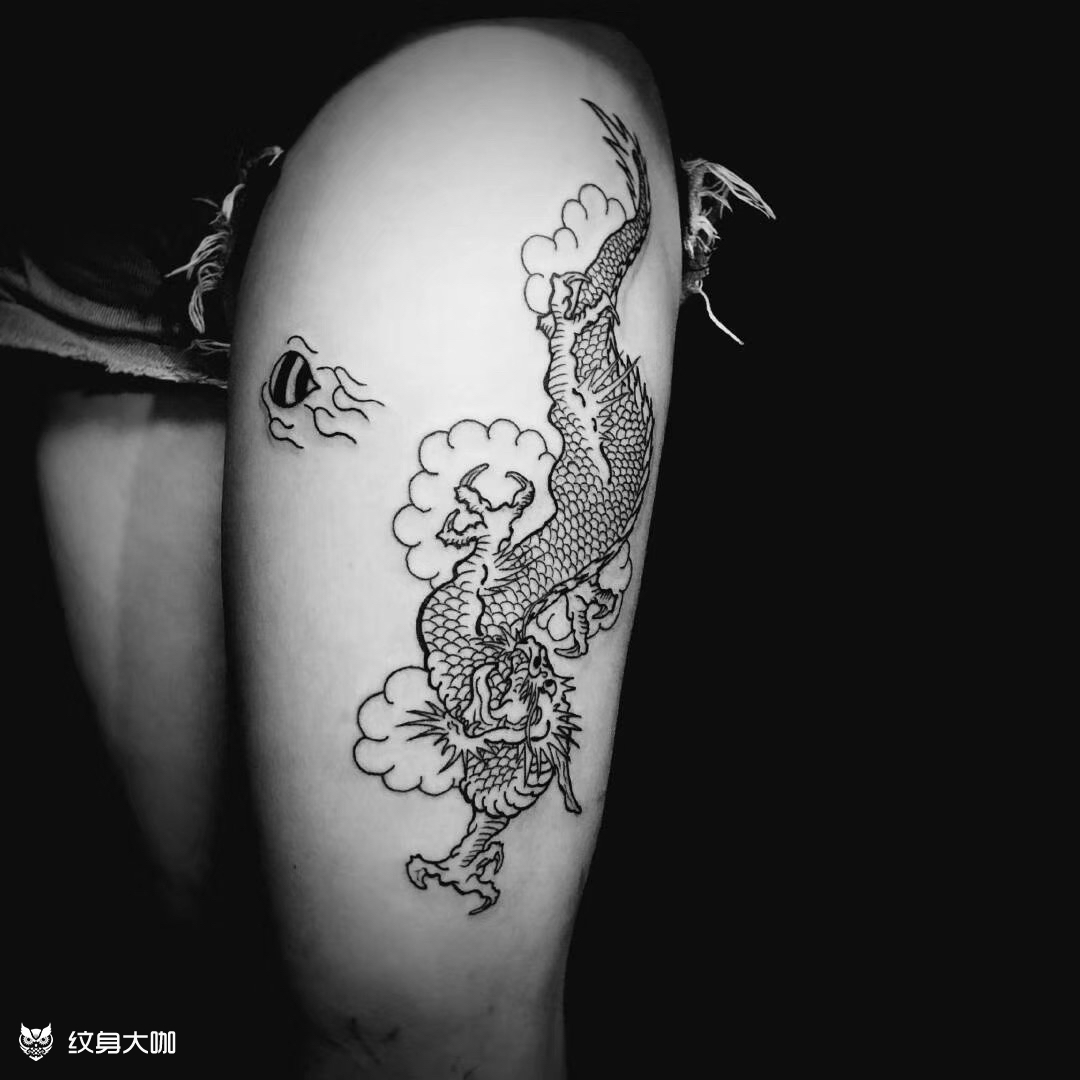 日式龙线条_纹身图案手稿图片_park老刘的纹身作品集