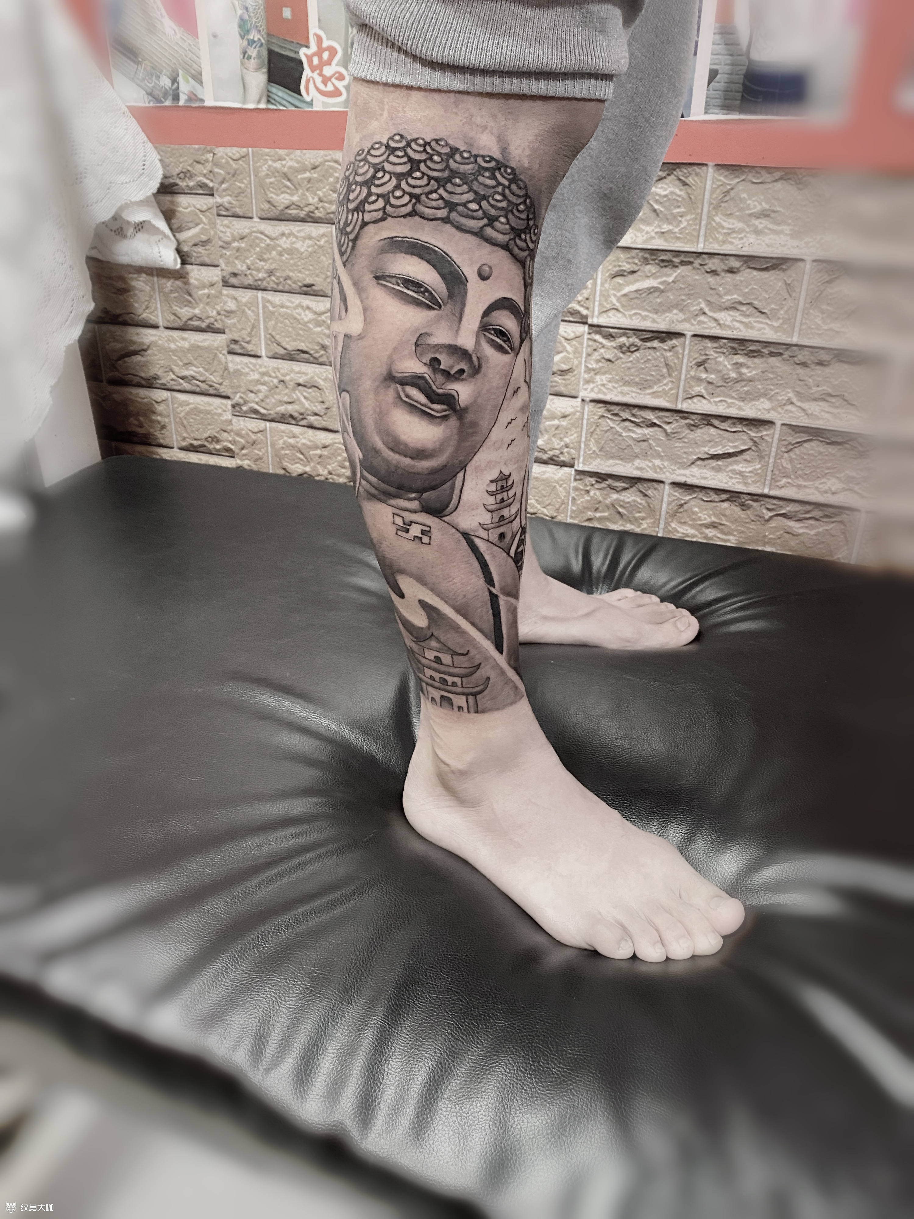 大日如来般若包小腿包小腿完成_纹身吧社区 - 纹身大咖