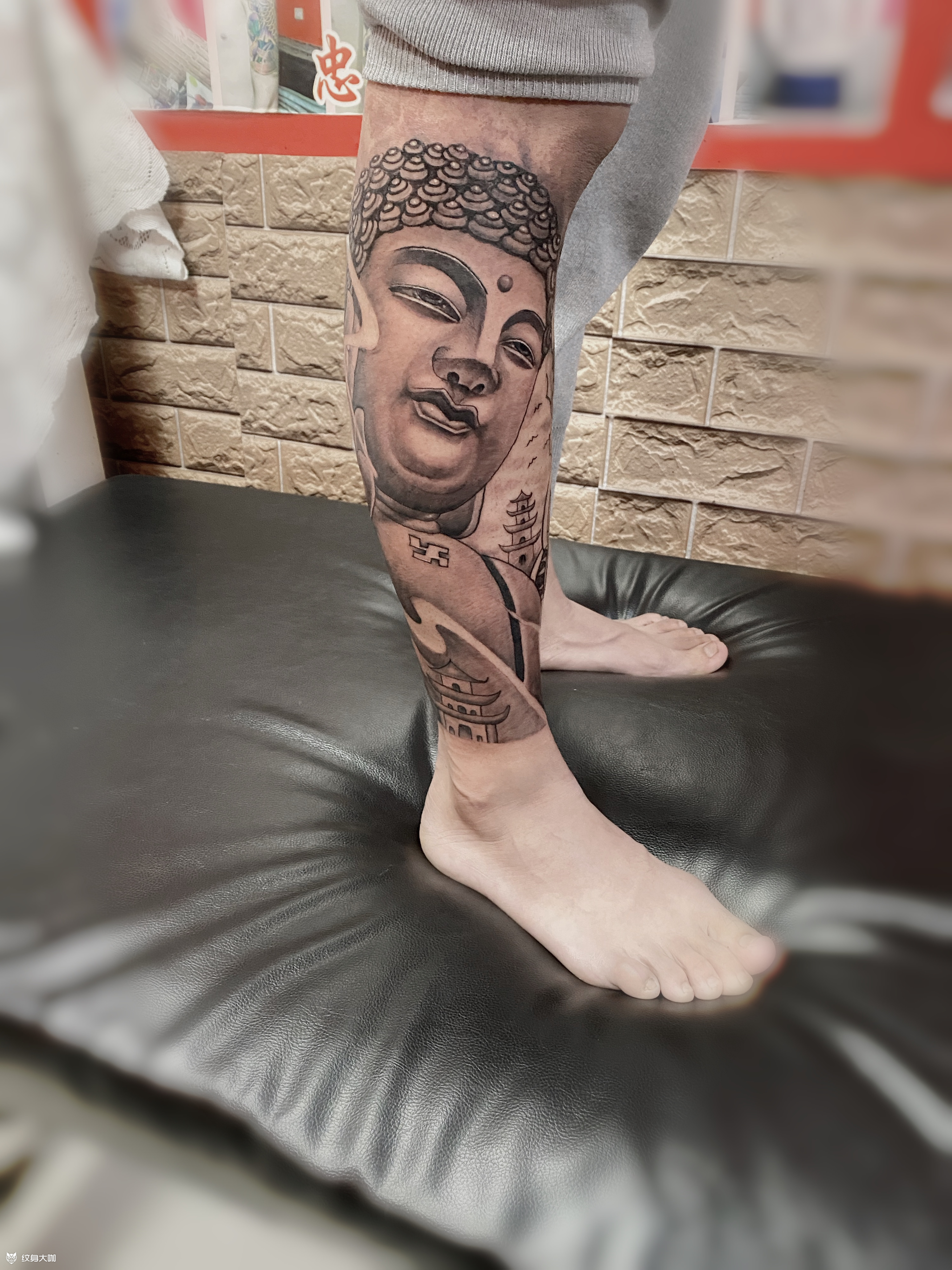 大日如来般若包小腿包小腿完成_纹身吧社区 - 纹身大咖