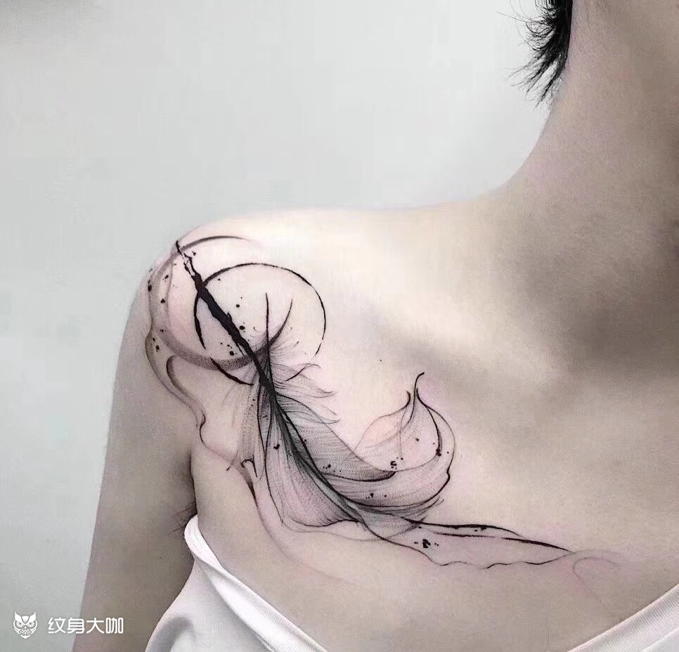 锁骨_纹身图案手稿图片_贾晟的纹身作品集