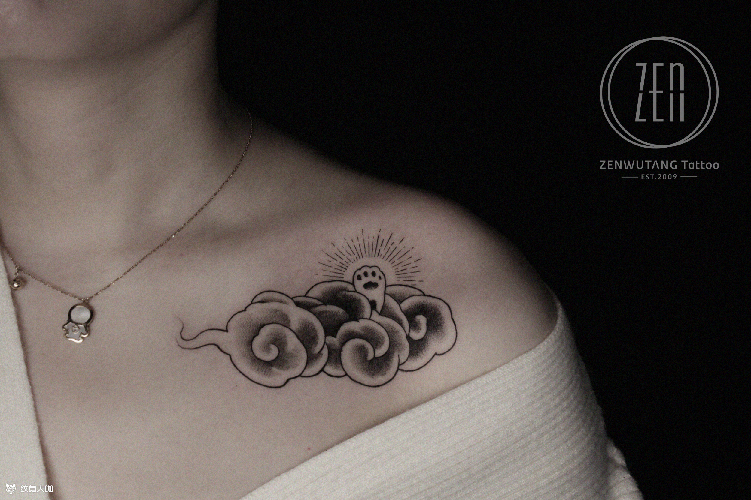 云彩狗抓_纹身图案手稿图片_九泽的纹身作品集