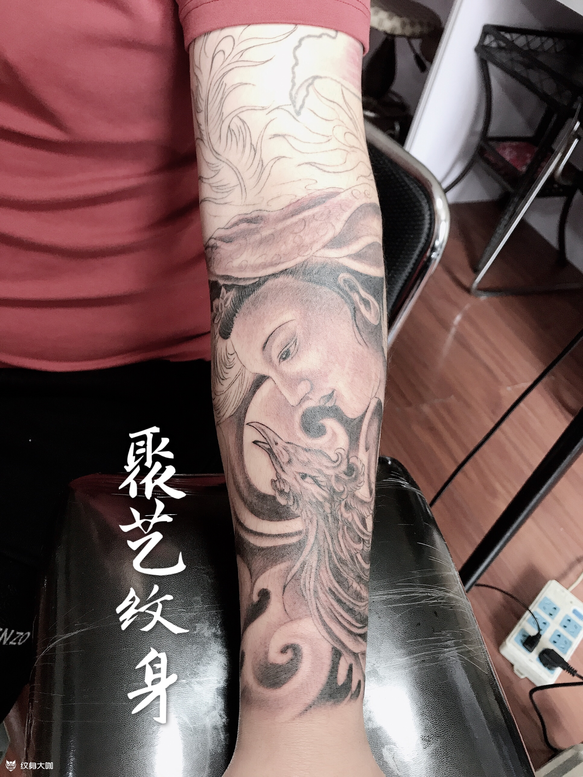 今日作品 接观音花臂 未完成待_纹身吧社区 - 纹身大咖