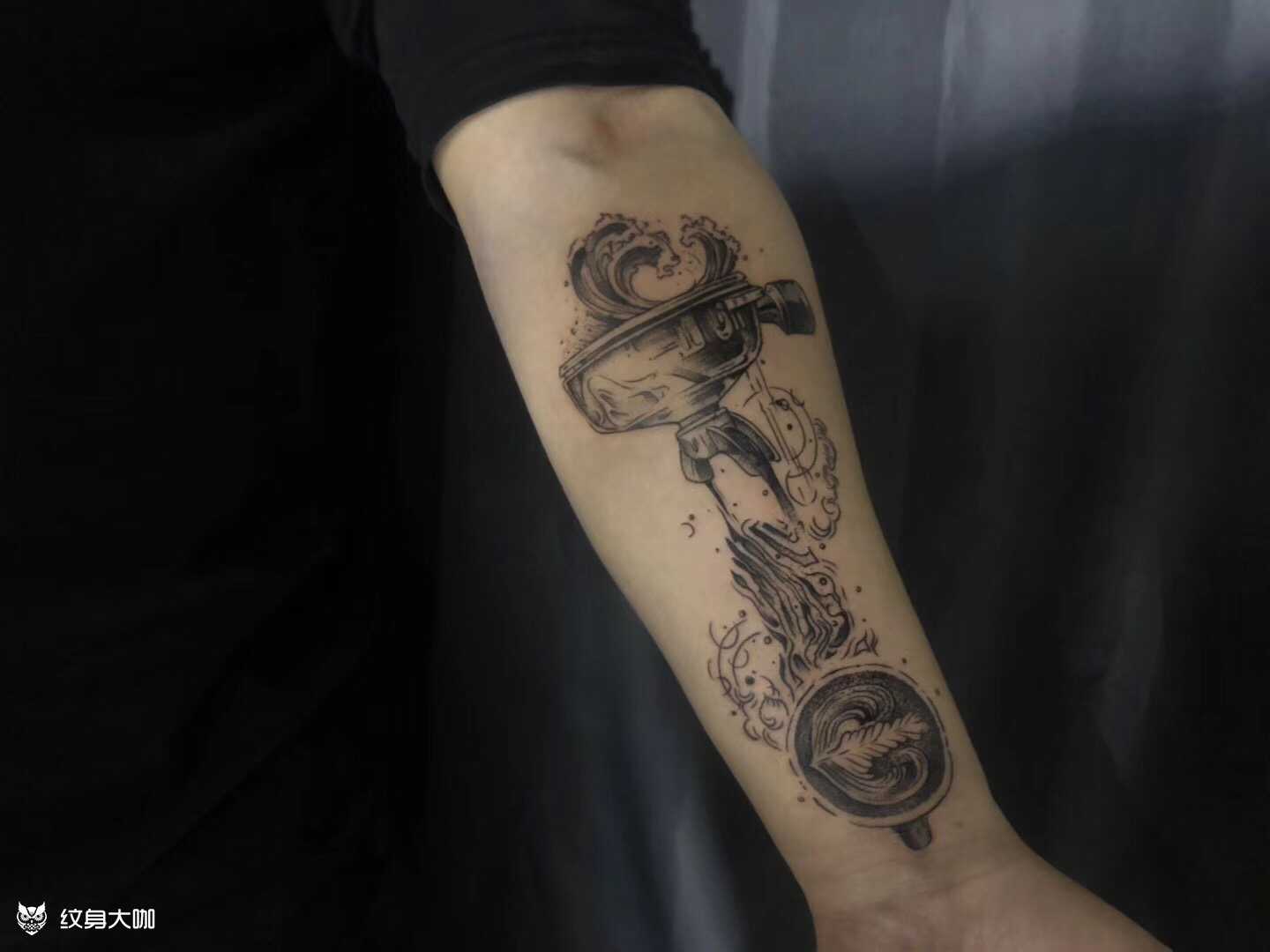 咖啡机_纹身图案手稿图片_何纬的纹身作品集