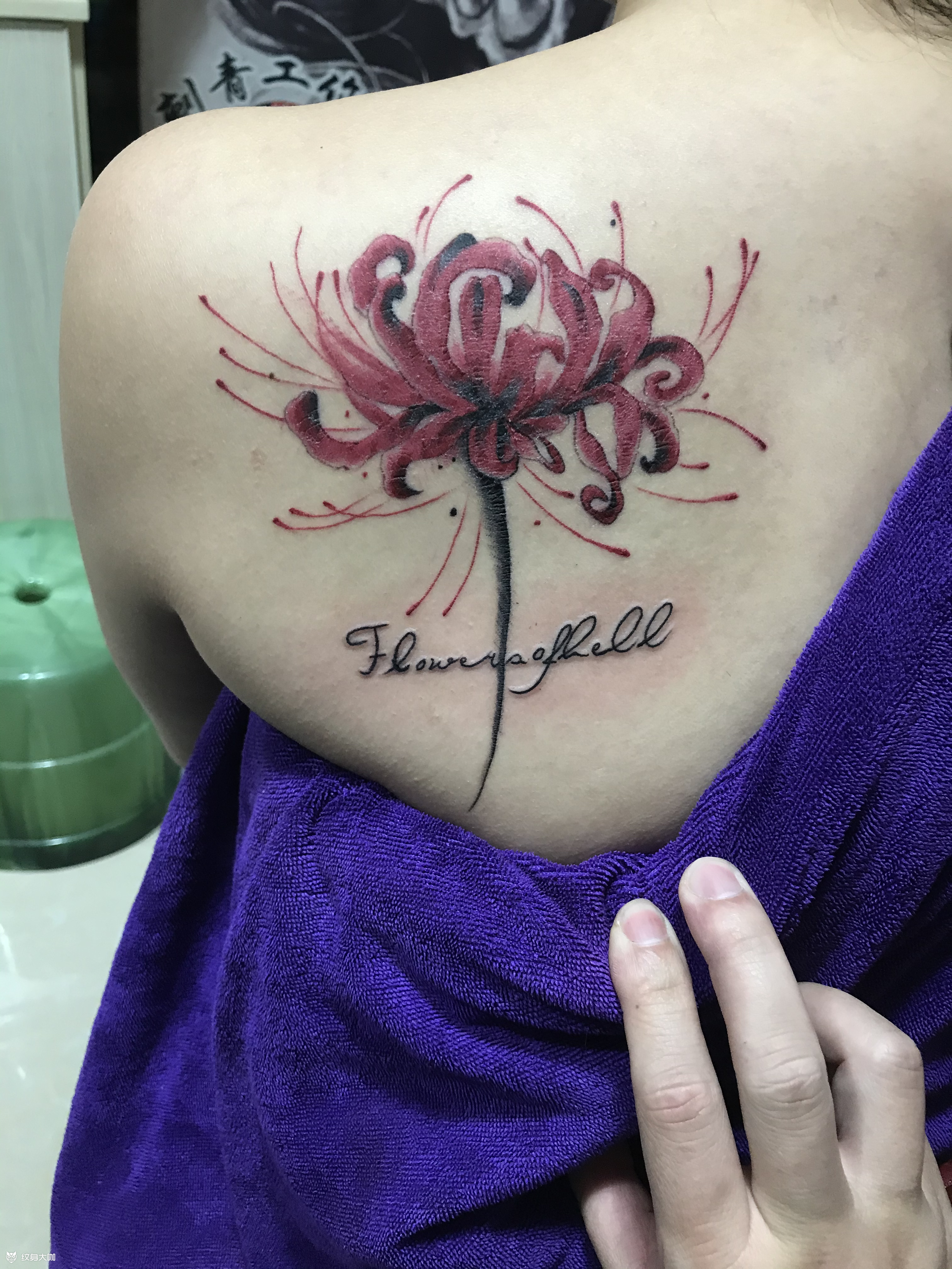 彼岸花,正在掉痂_纹身图案手稿图片_岳池:御·龙·纹·身的纹身作品集