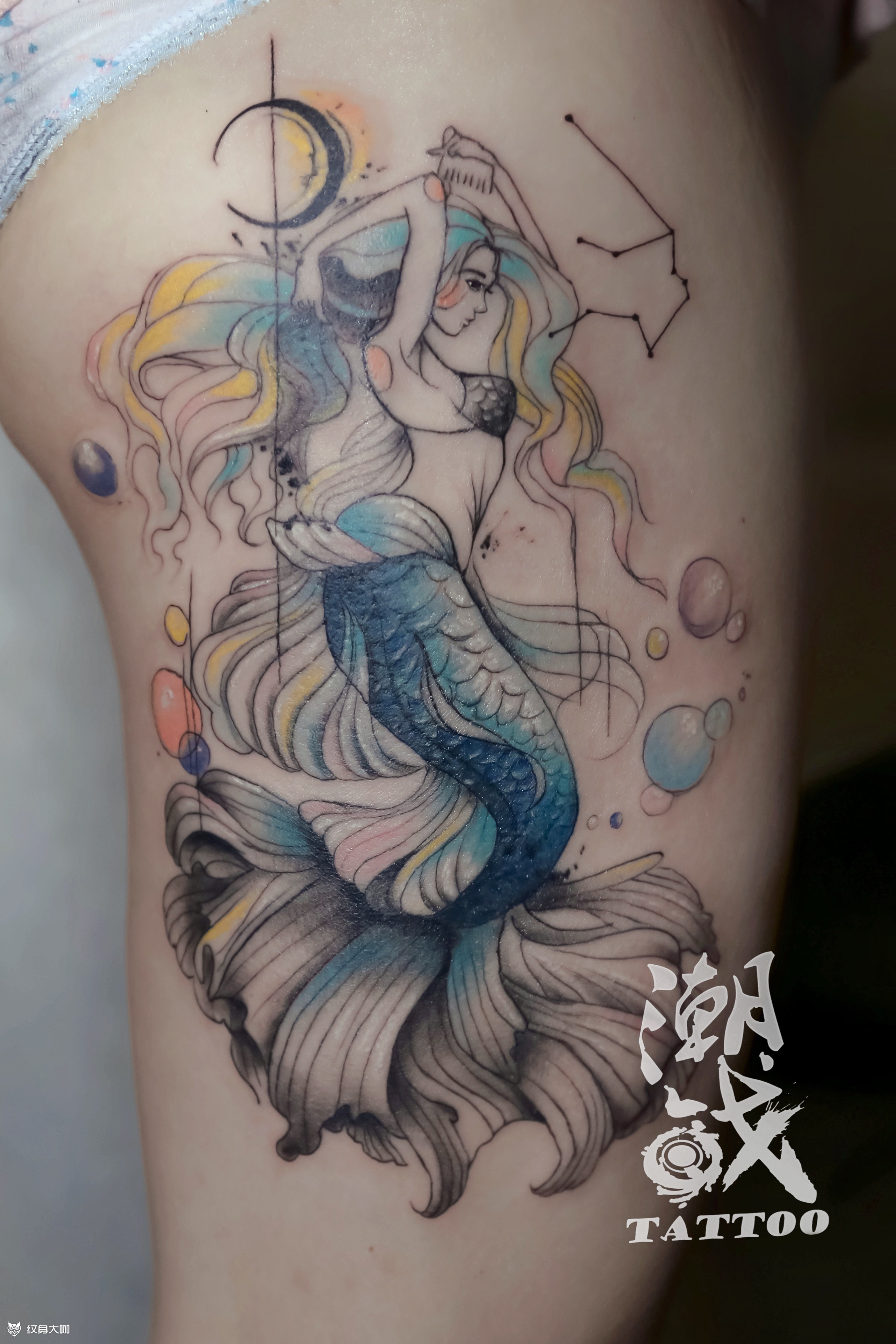 美人鱼_纹身图案手稿图片_小弥弥的纹身作品集