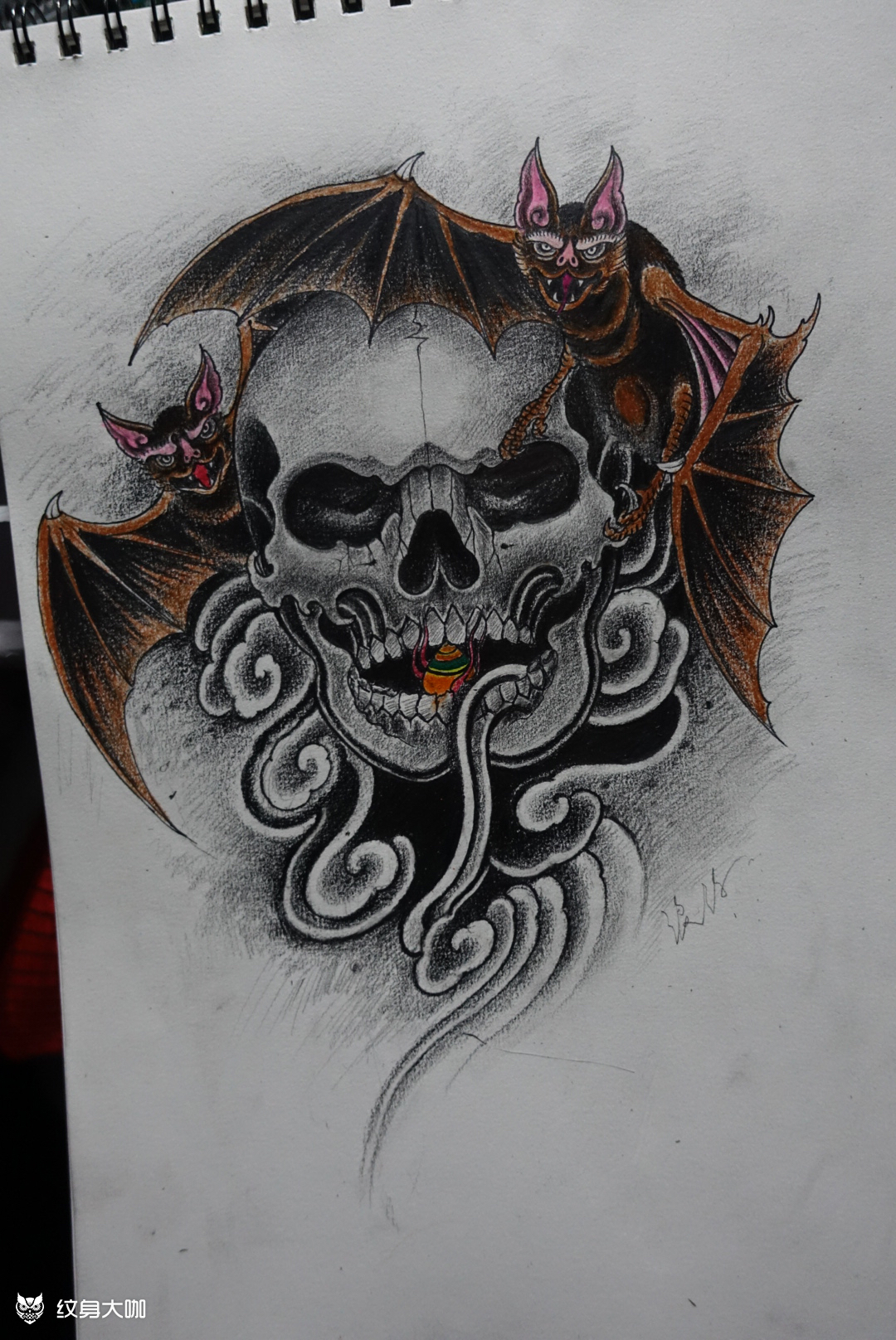 手稿骷髅_纹身图案手稿图片_代昌伟的纹身作品集