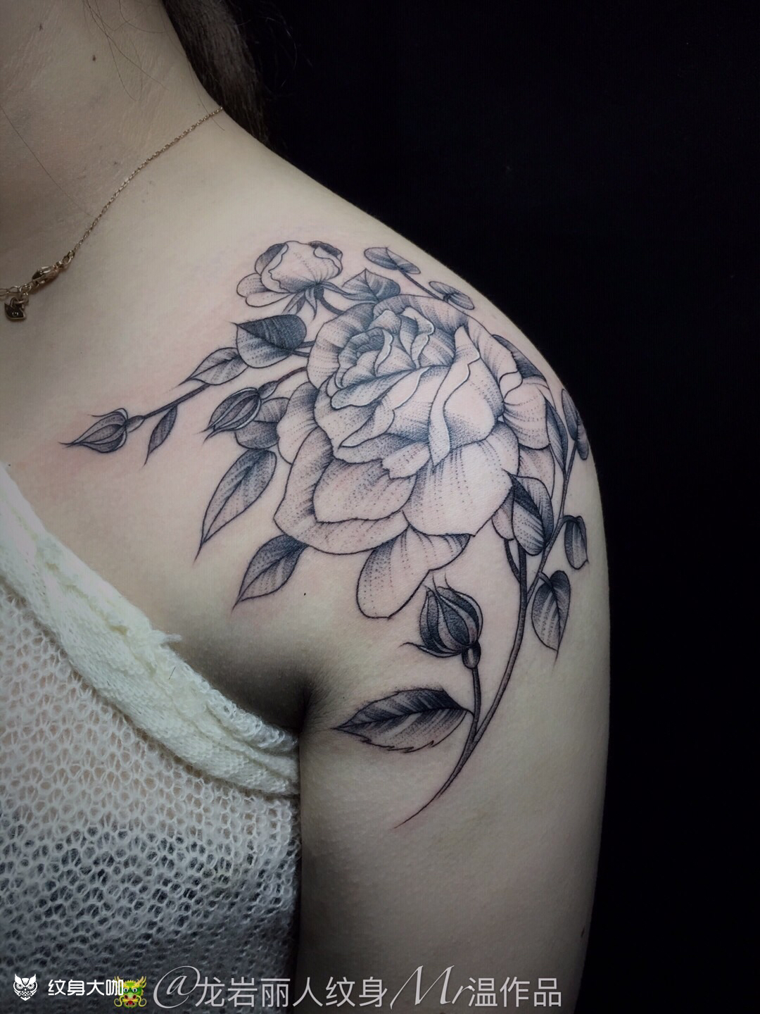 肩花_纹身图案手稿图片_温玉杰的纹身作品集