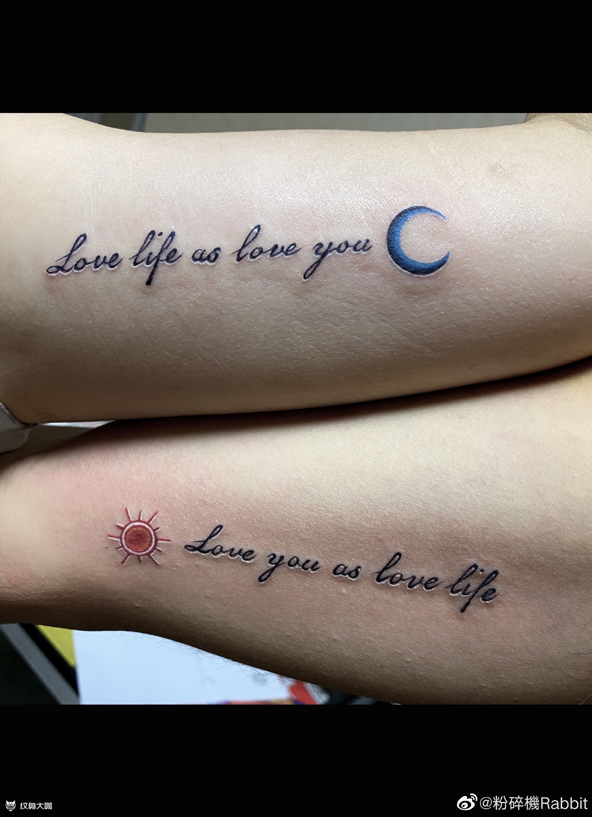 情侣_纹身图案手稿图片_rabbit的纹身作品集