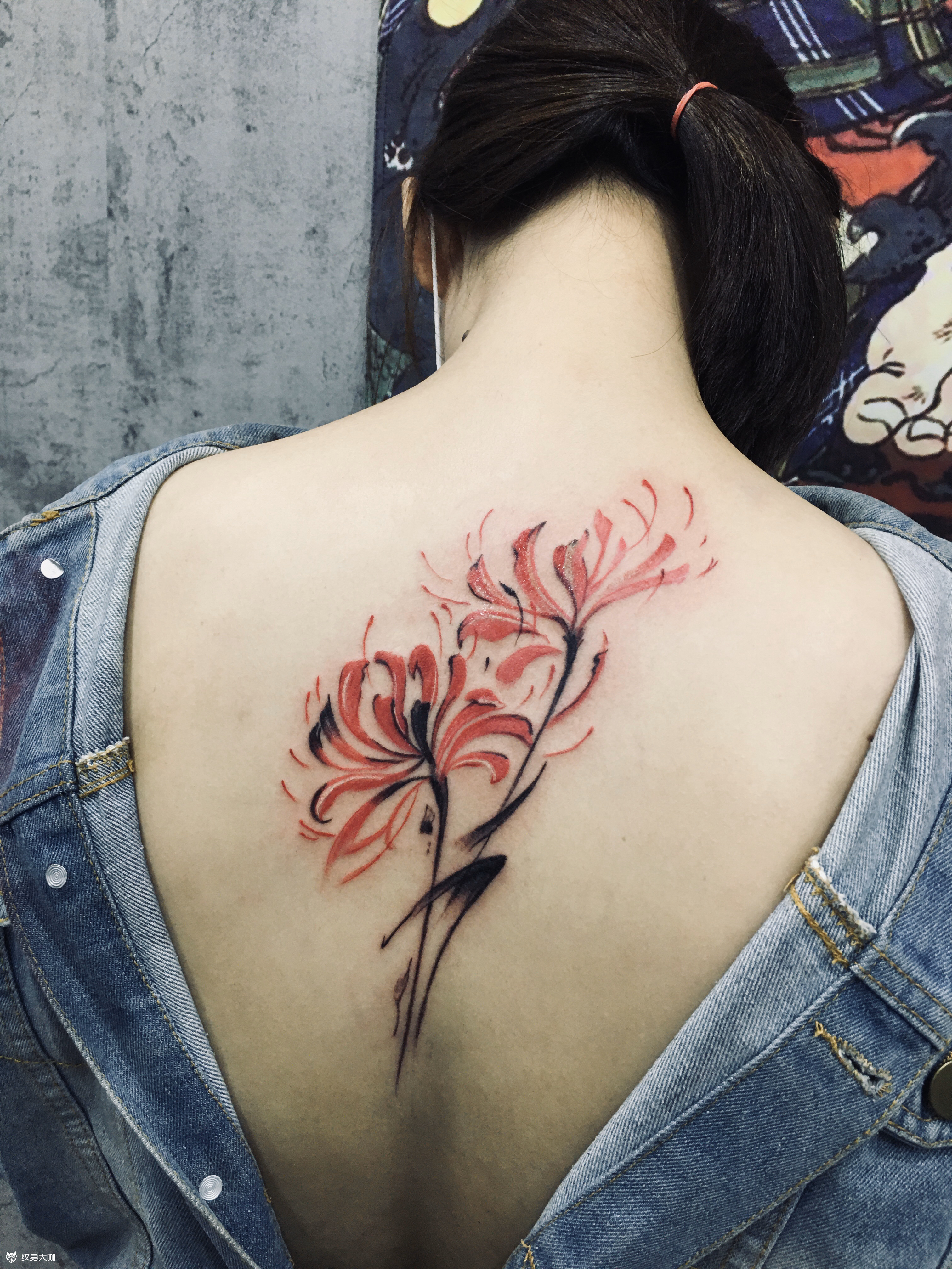 背部彼岸花_纹身图案手稿图片_刺佬的纹身作品集