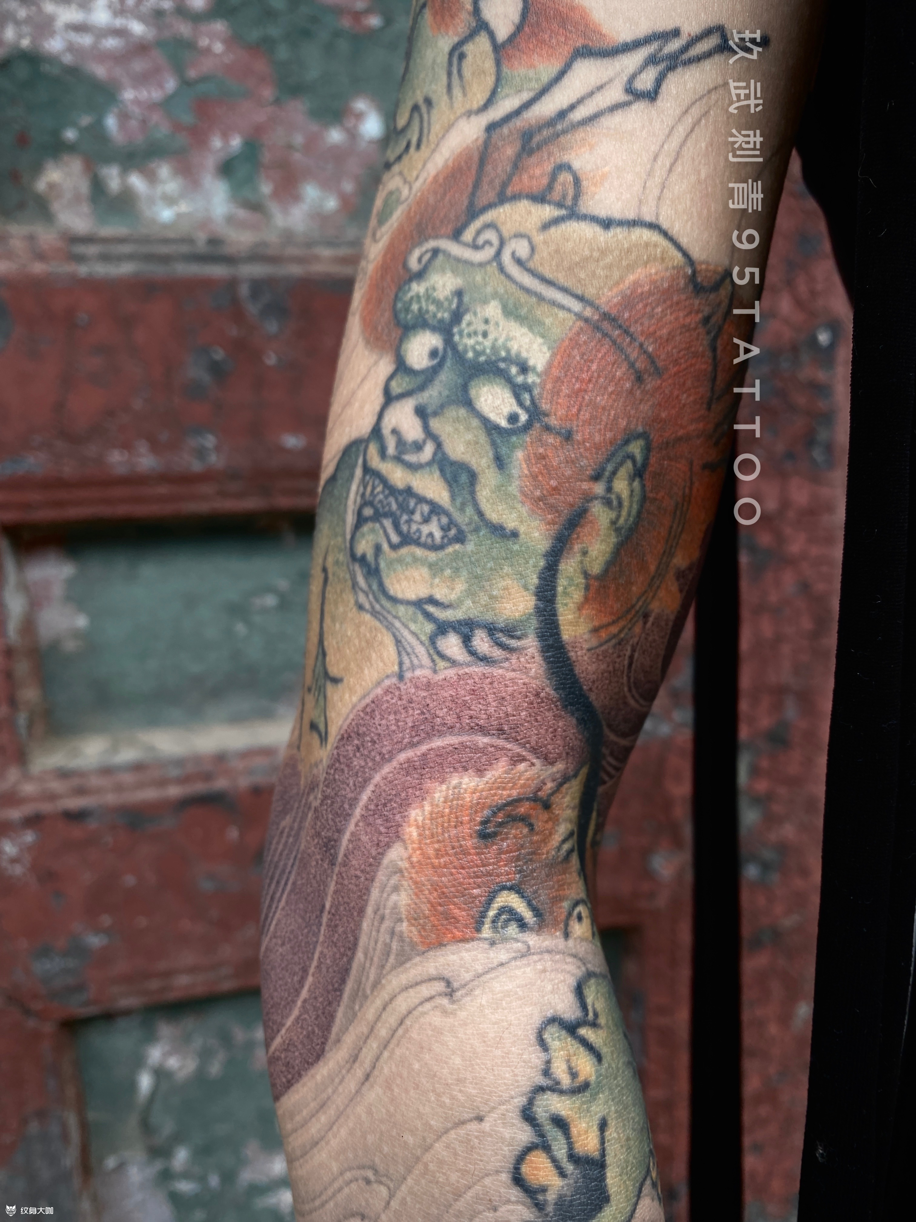 九鬼花臂_纹身图案手稿图片_玖武的纹身作品集