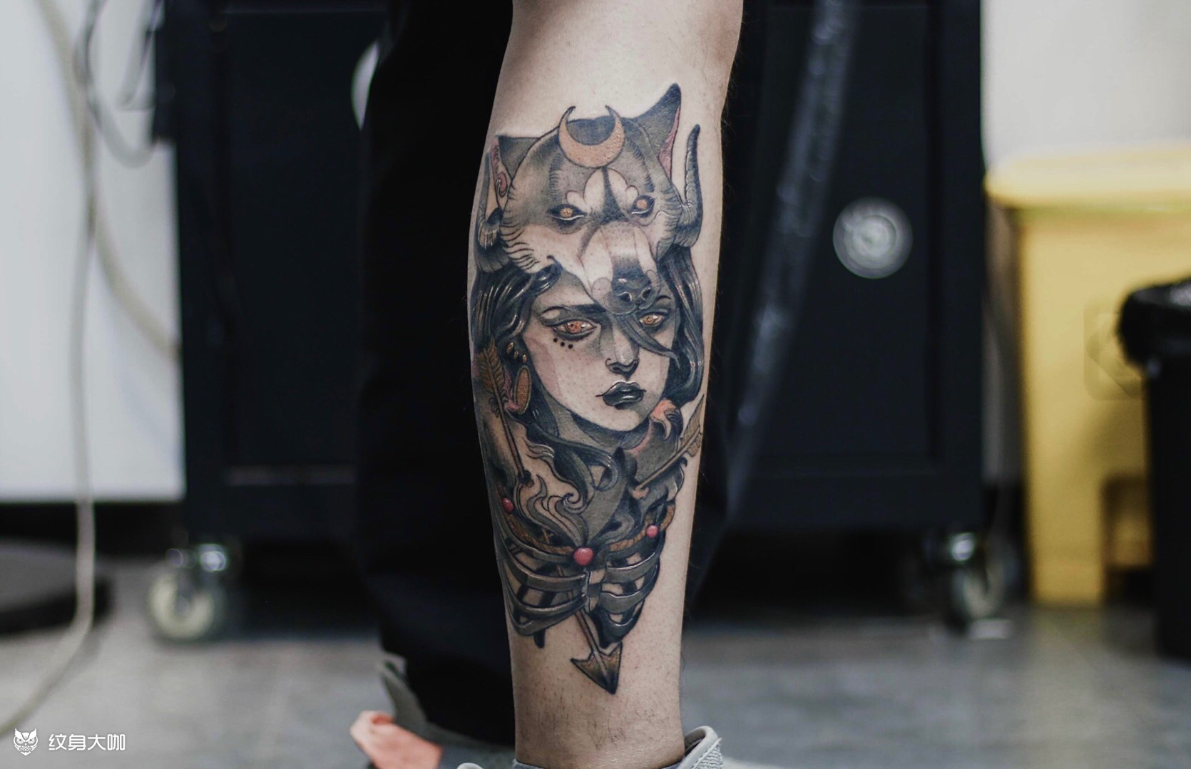 狼女_纹身图案手稿图片_叁一的纹身作品集