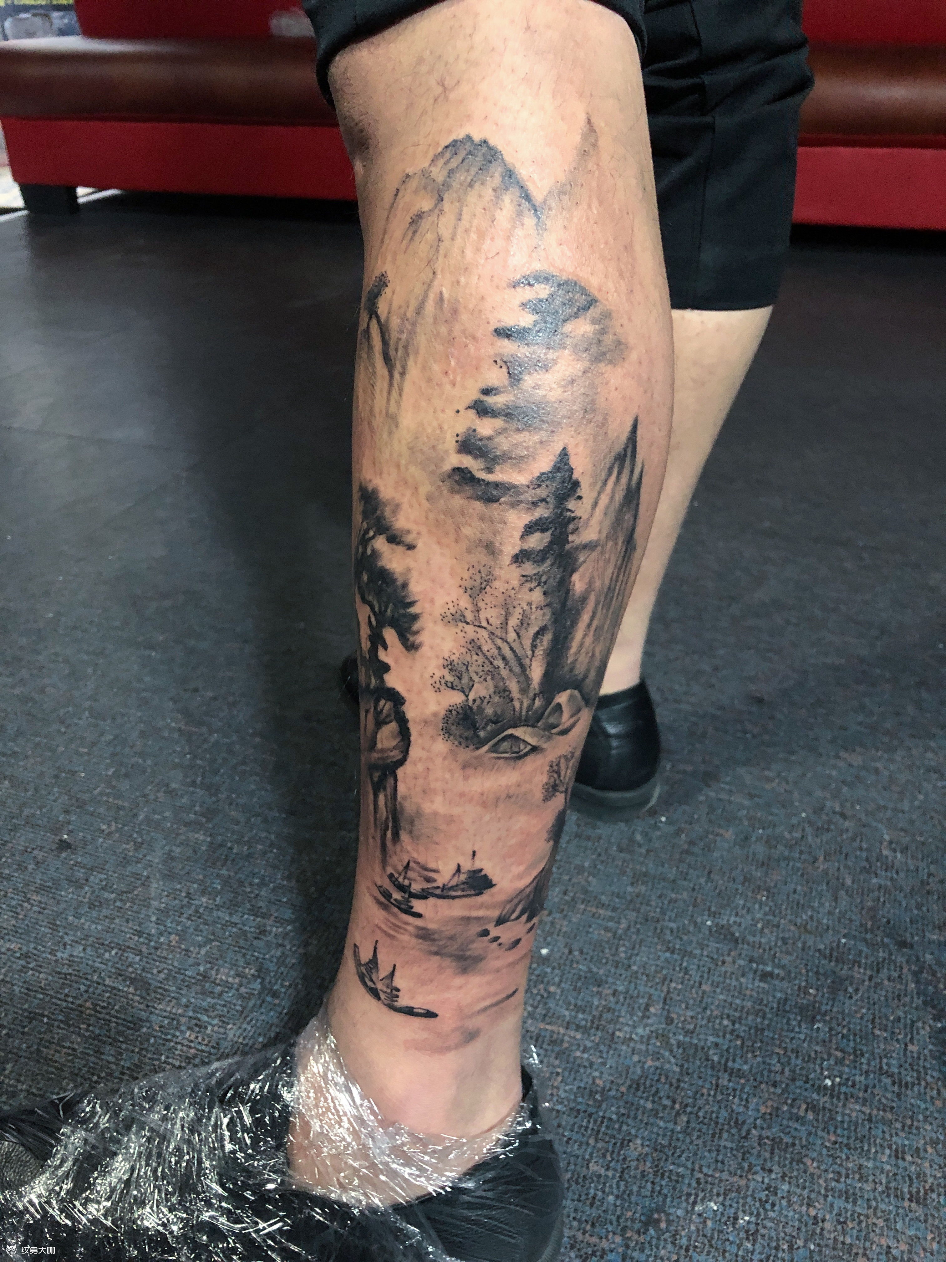 山水画_纹身图案手稿图片_子墨——伟厂长的纹身作品集