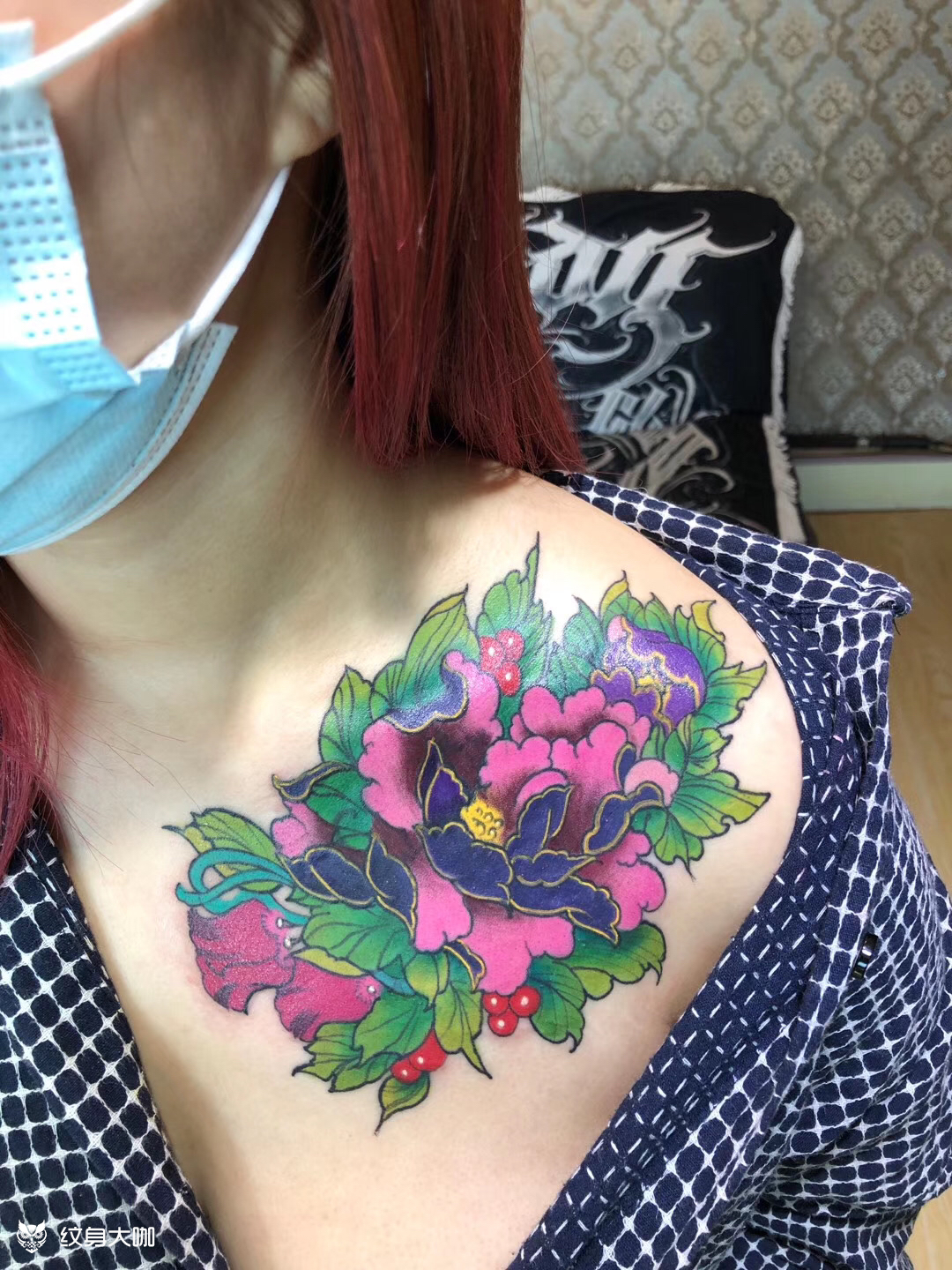 遮盖牡丹花_纹身图案手稿图片_屈杨的纹身作品集