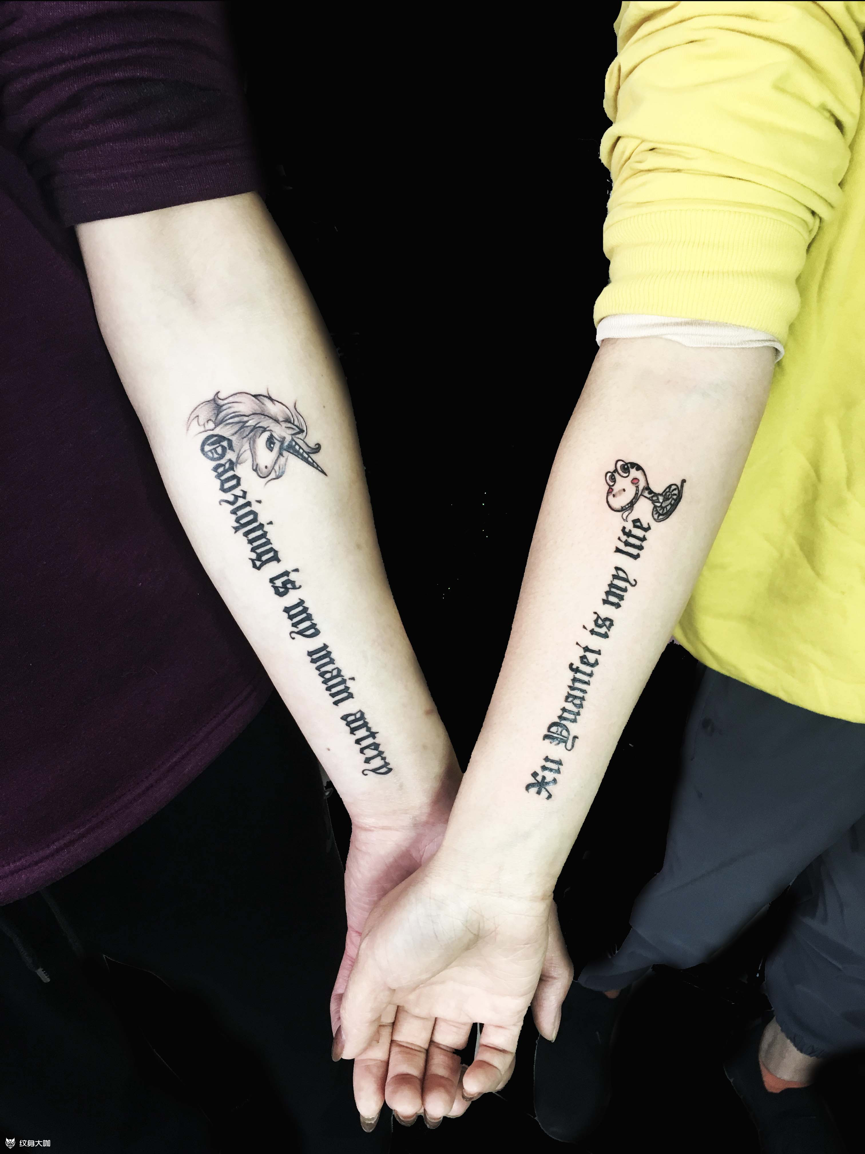 情侣纹身 独角兽 蛇纹身_纹身图案手稿图片_牟玉芳青城的纹身作品集