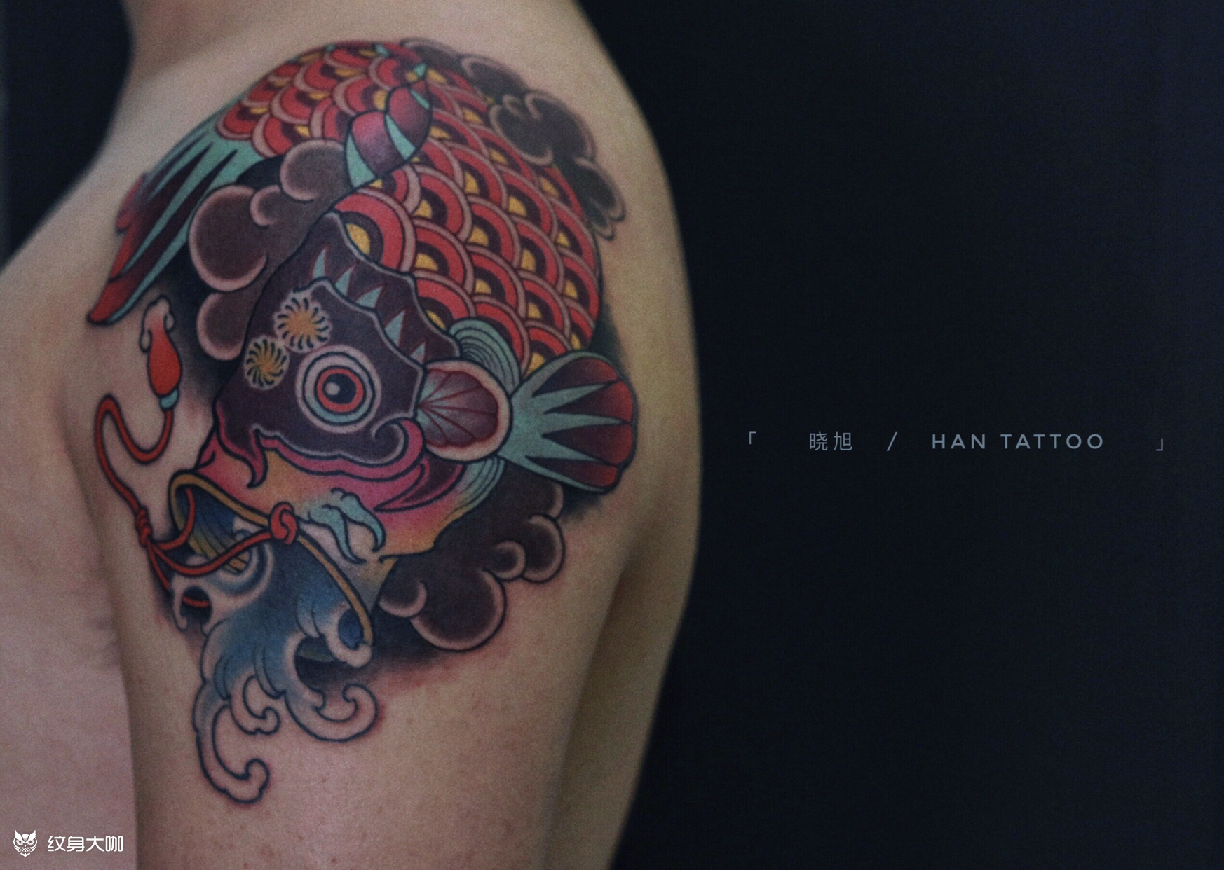 鱼旗_纹身图案手稿图片_晓旭的纹身作品集