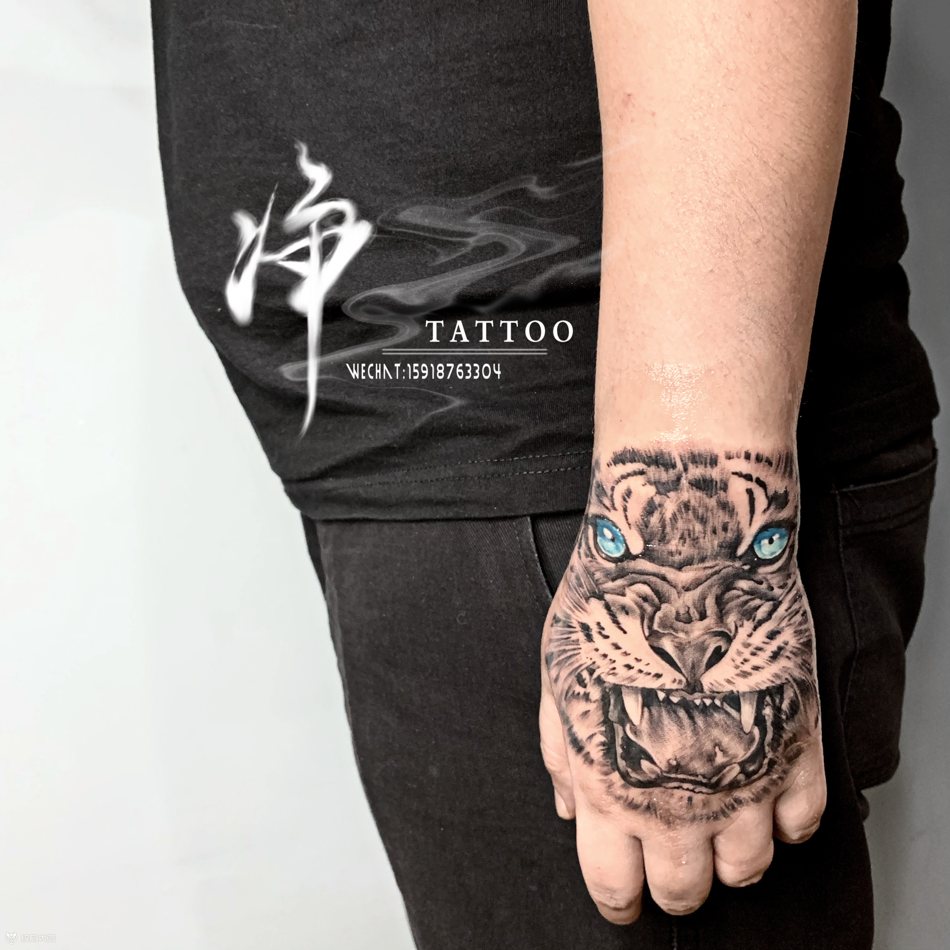 手背虎头_纹身图案手稿图片__jing的纹身作品集