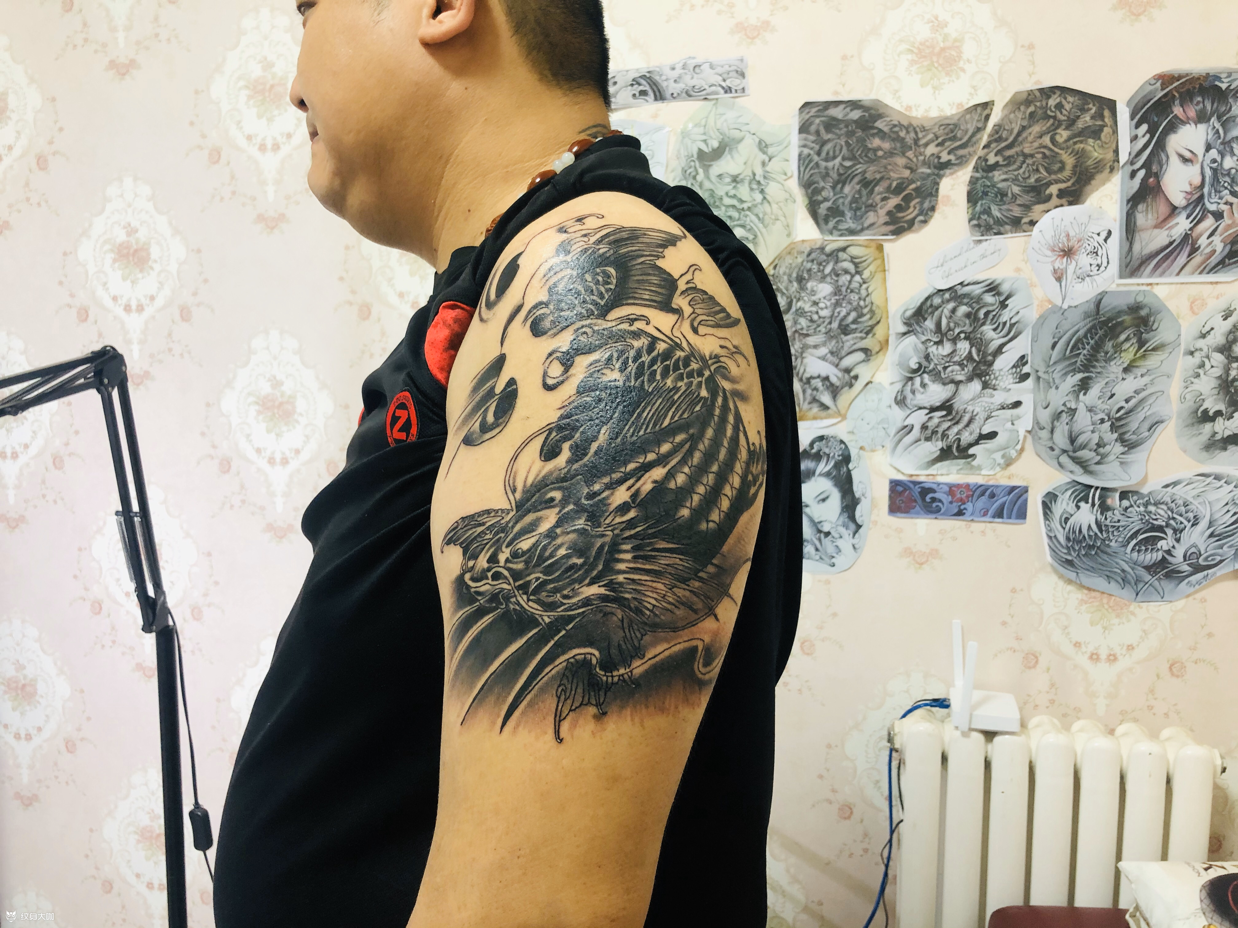 鱼化龙_纹身图案手稿图片_李勇的纹身作品集