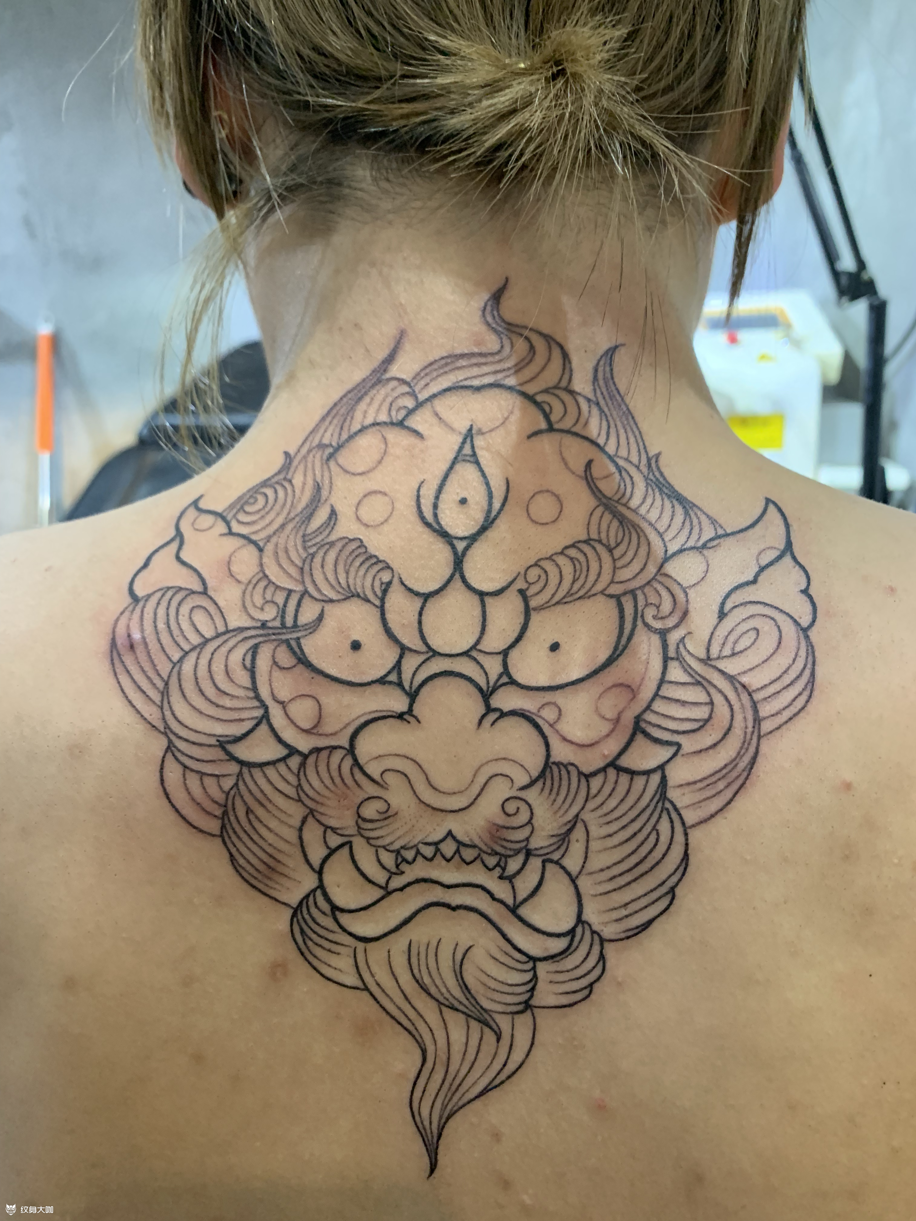 唐狮,小线条了解一下_纹身图案手稿图片_陈宇杰的纹身作品集