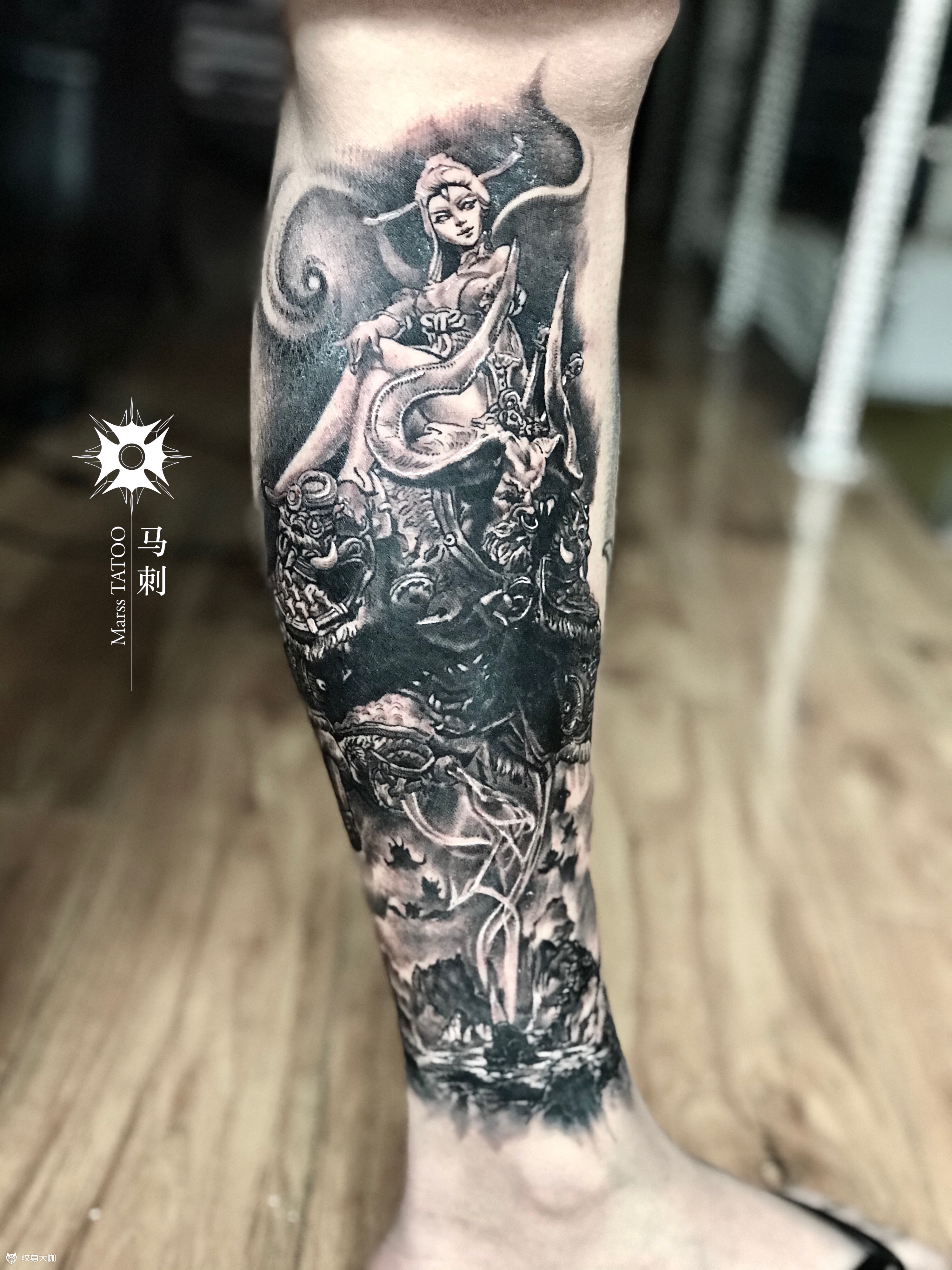牛魔王于铁扇公主_纹身图案手稿图片_马晶茹的纹身作品集