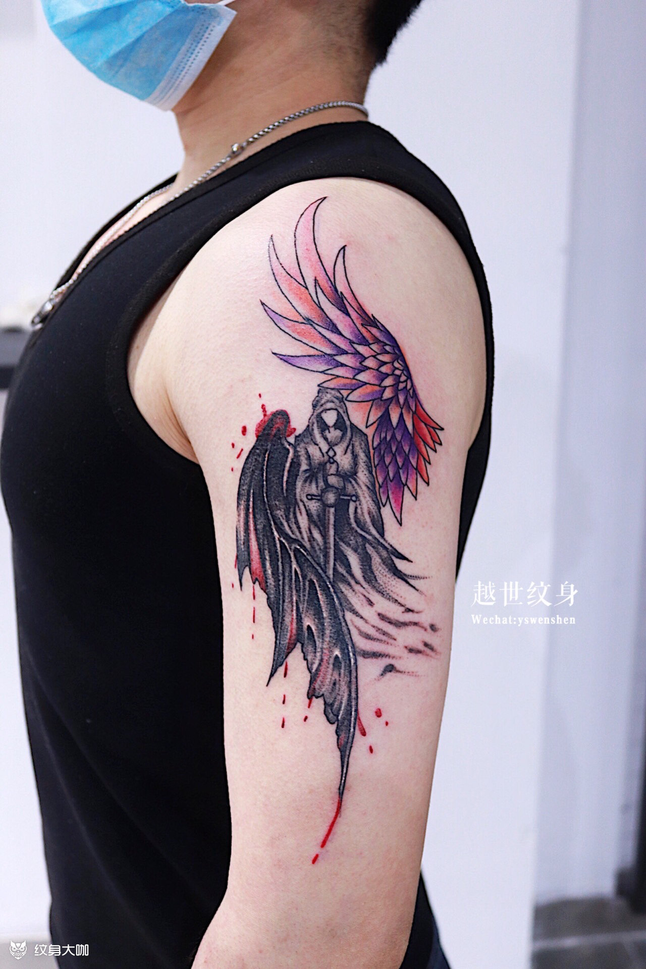 天使魔鬼_纹身图案手稿图片_刘越的纹身作品集