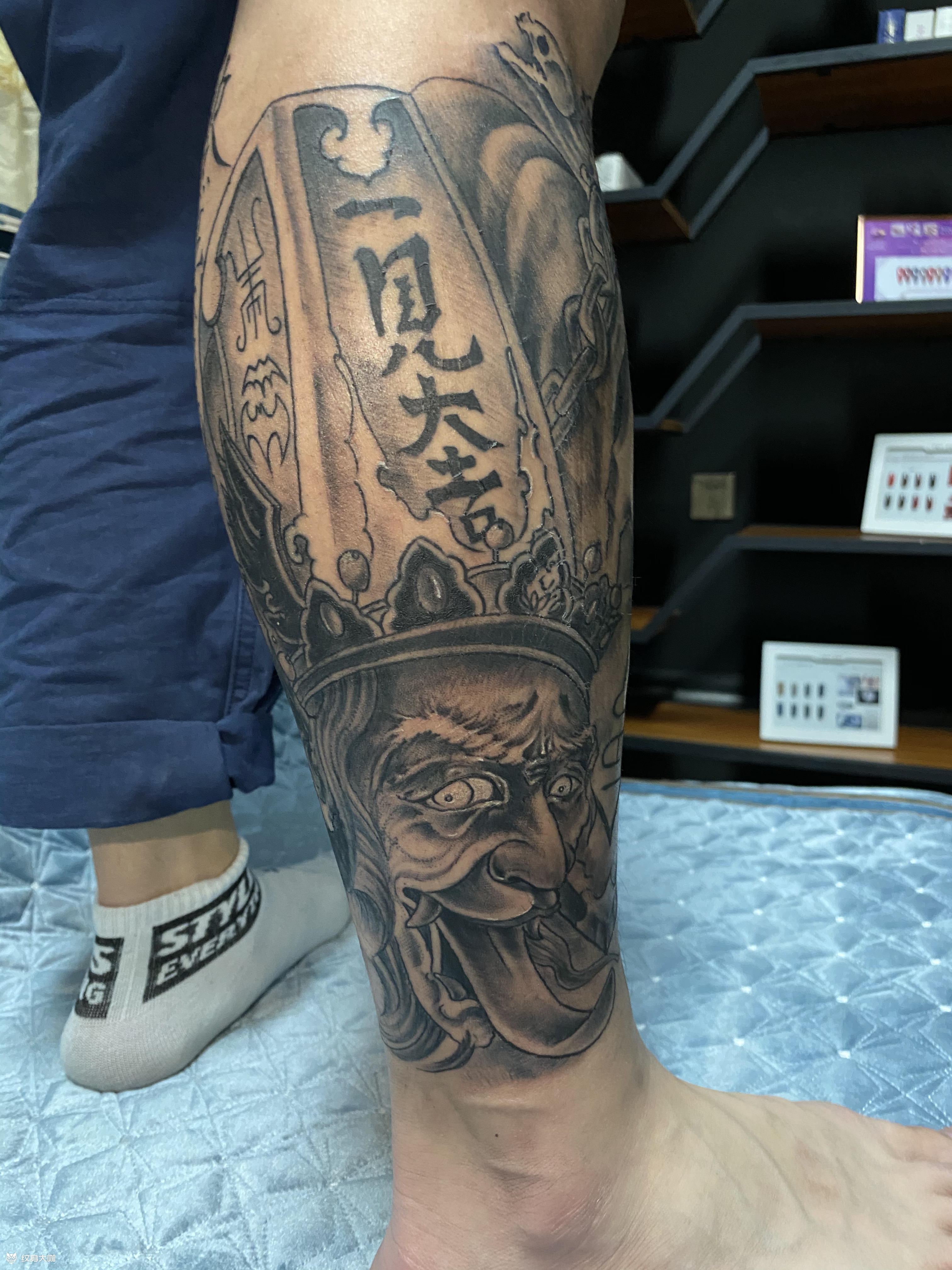 黑白无常花腿花腿一条,不过没_纹身吧社区 - 纹身大咖