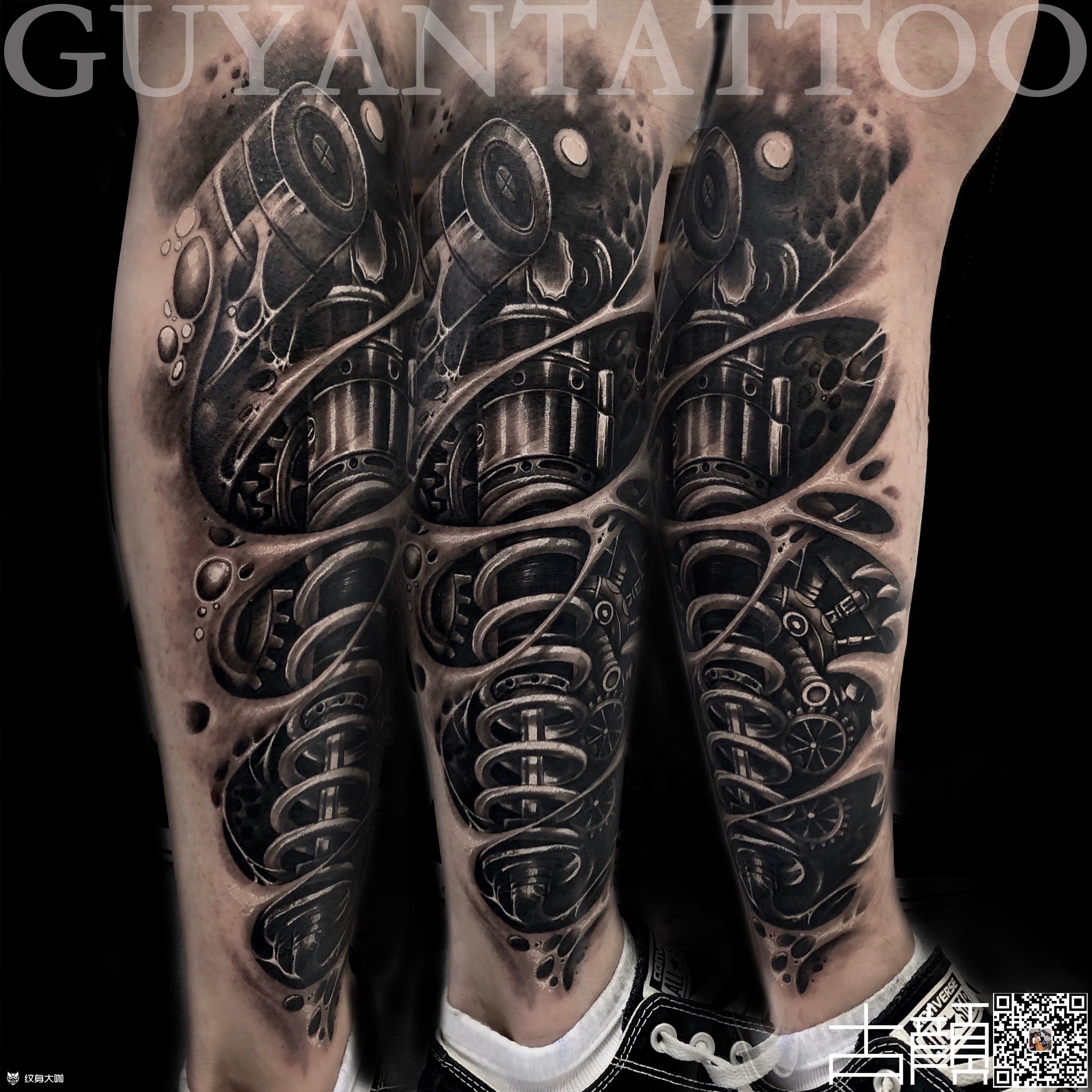 机械腿_纹身图案手稿图片_古颜的纹身作品集