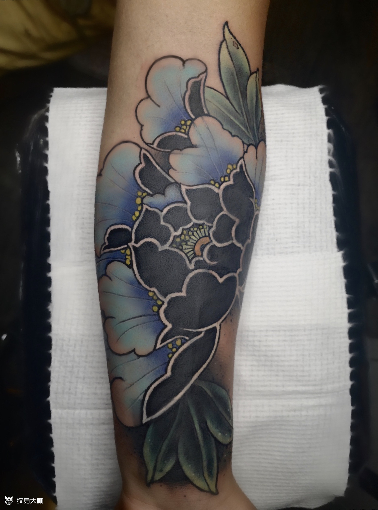 牡丹遮盖_纹身图案手稿图片_张西西的纹身作品集