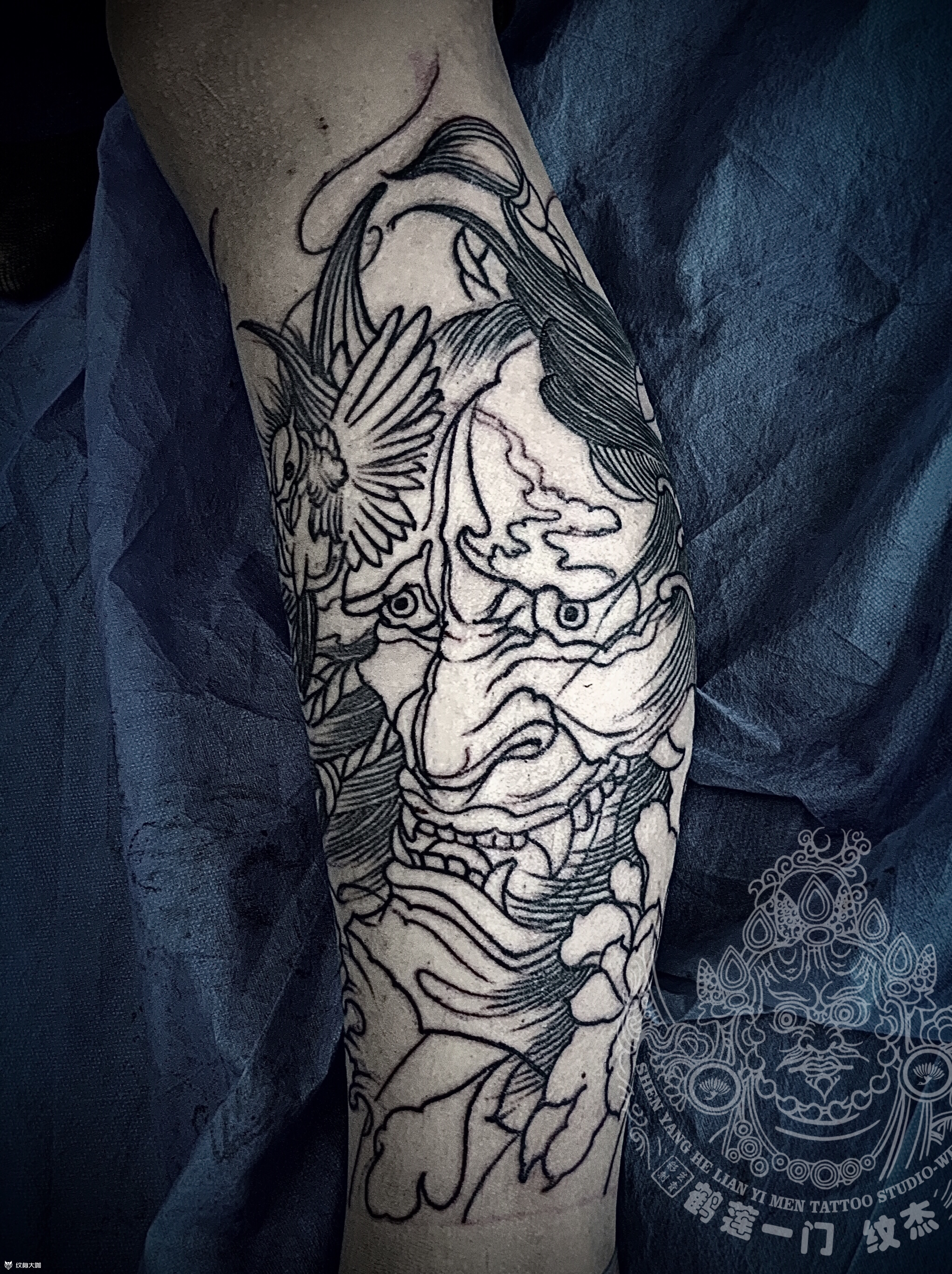 般若小腿基础线_纹身图案手稿图片_纹杰的纹身作品集