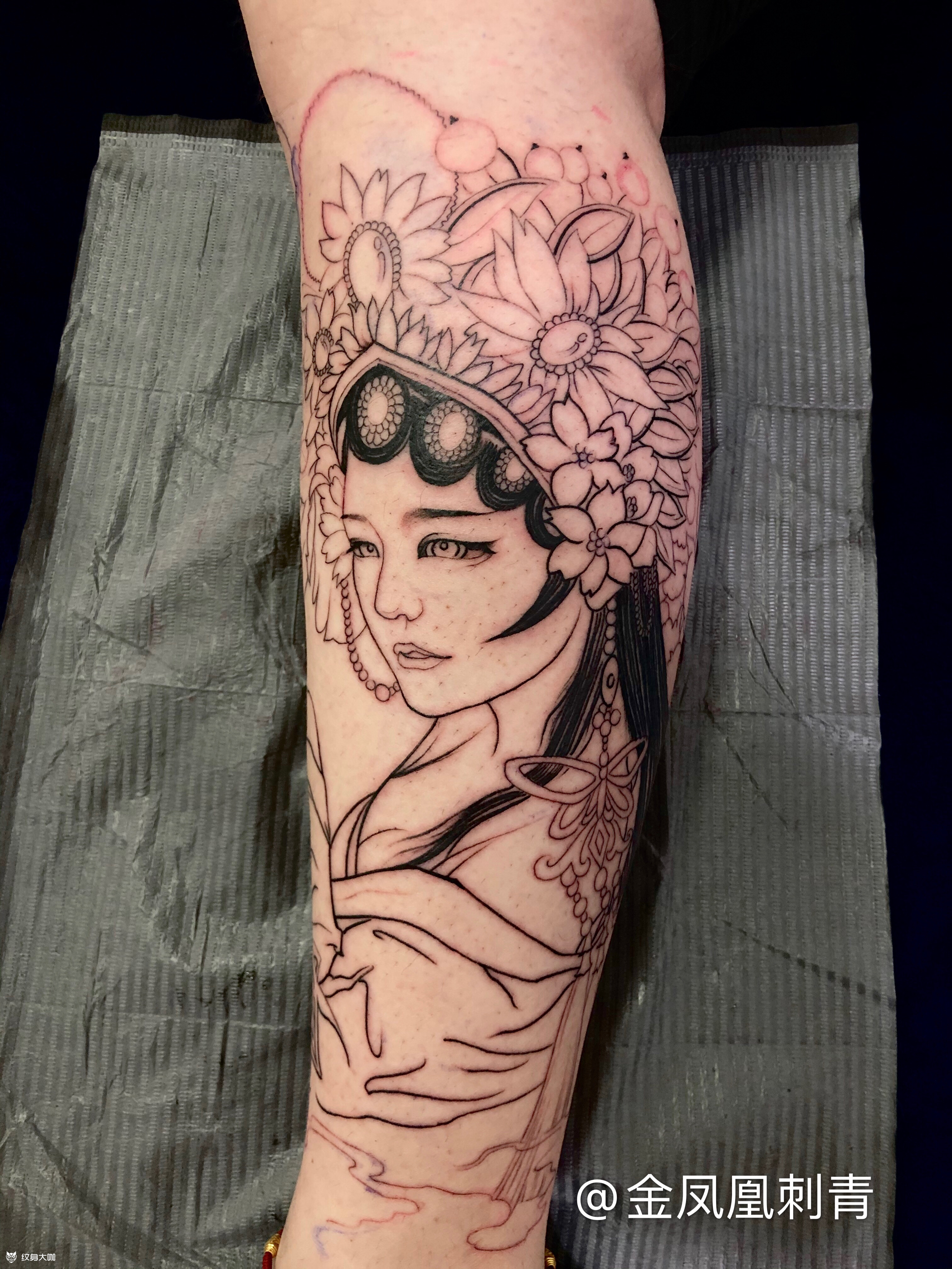 花旦未完_纹身图案手稿图片_周亮的纹身作品集