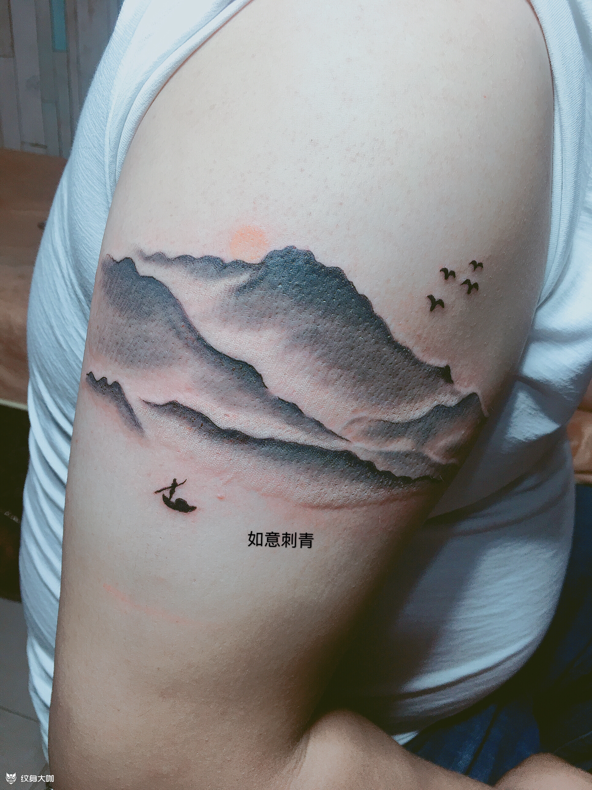 山水_纹身图案手稿图片_扶沟如意的纹身作品集