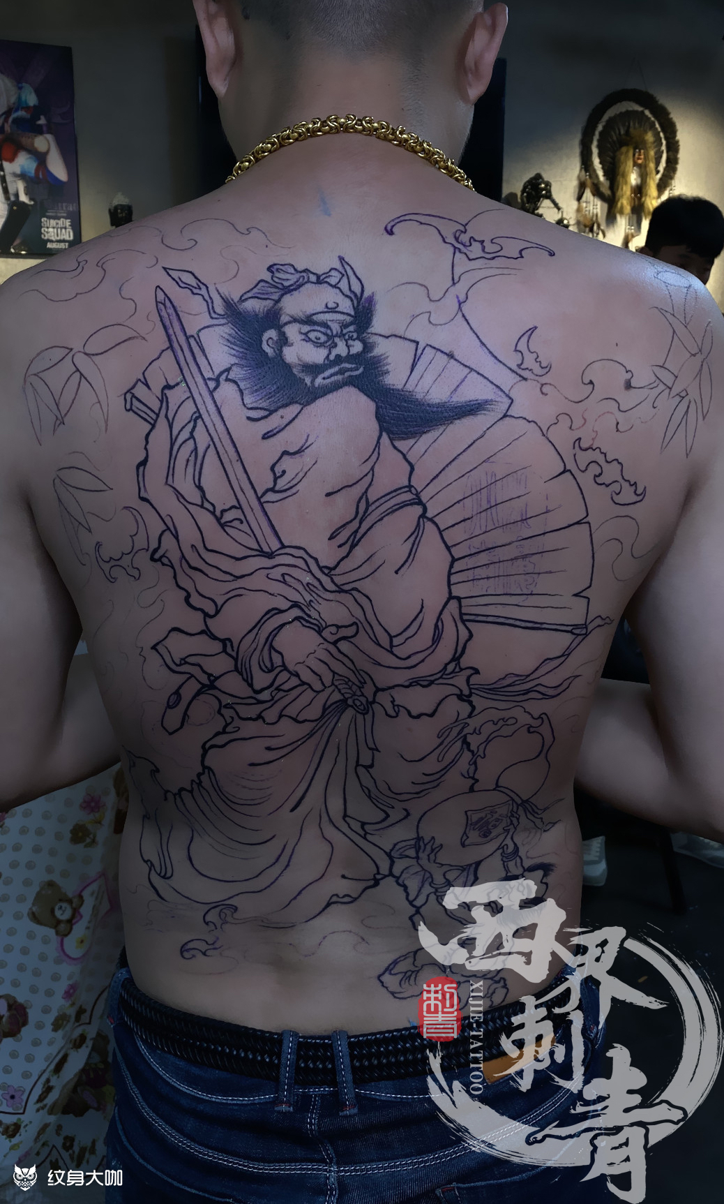 满背钟馗割线_纹身图案手稿图片_燕郊西界的纹身作品集