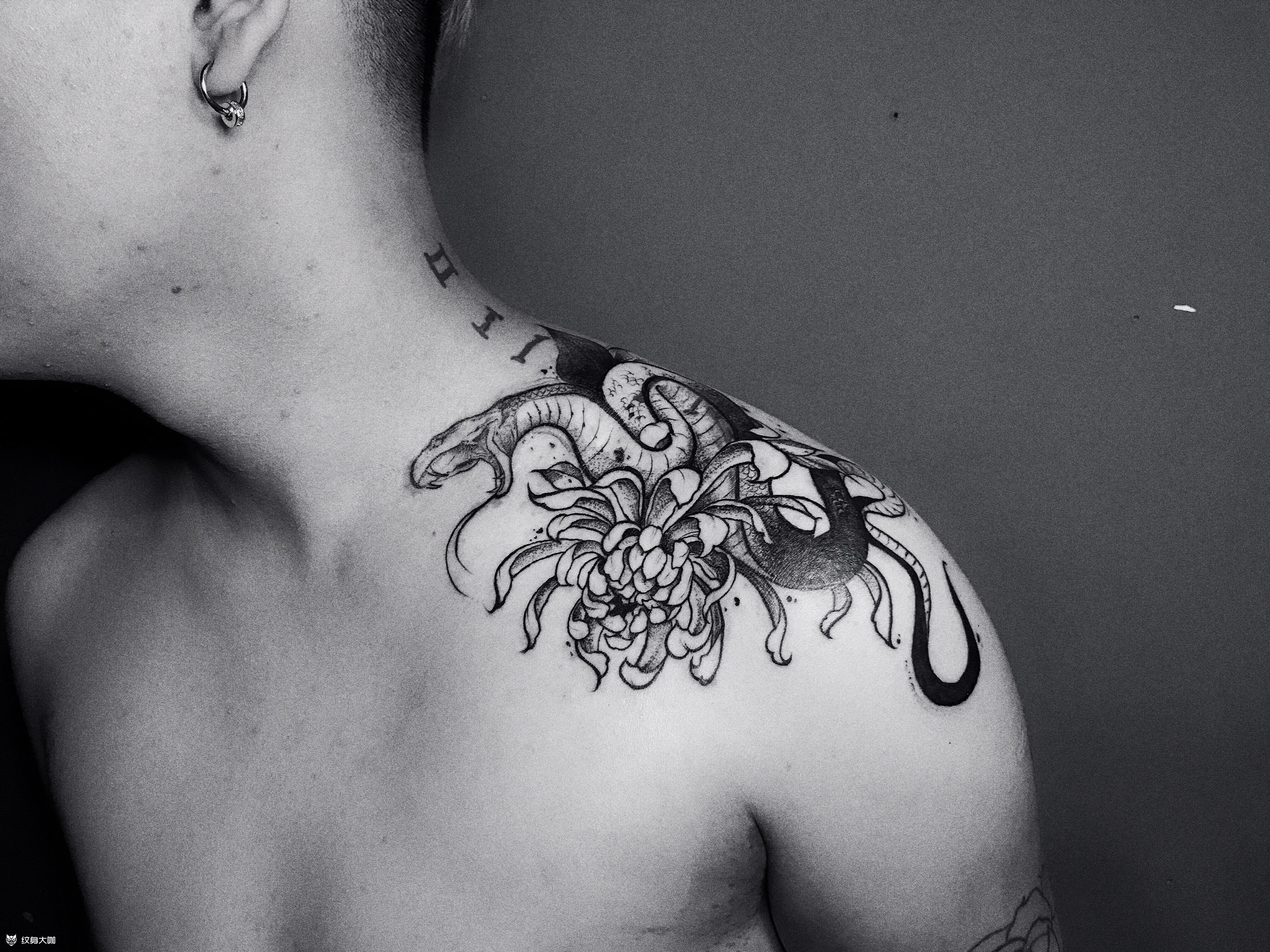 肩花蛇_纹身图案手稿图片_苏曼的纹身作品集