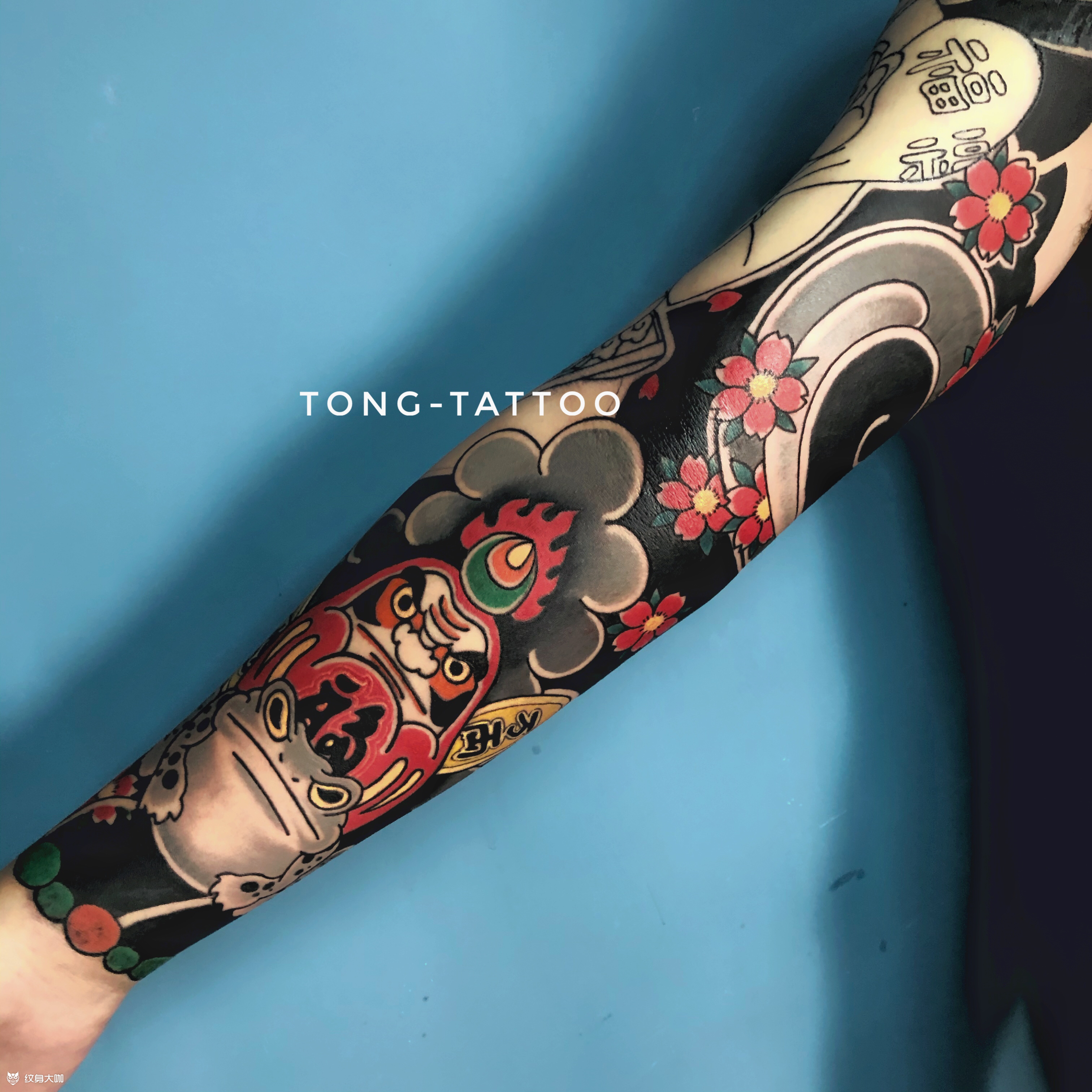 日式花臂未完_纹身图案手稿图片_童童的纹身作品集