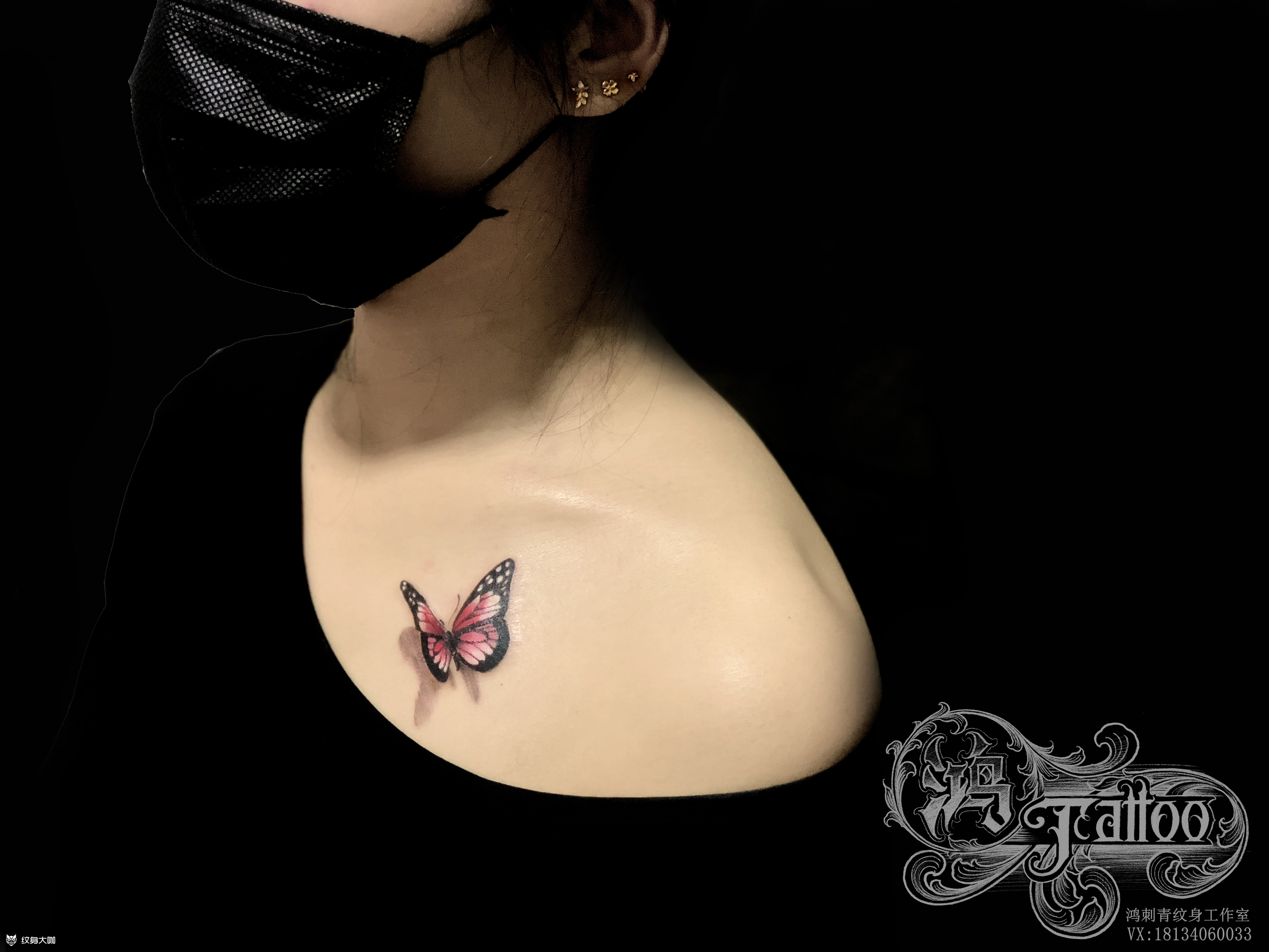 锁骨蝴蝶_纹身图案手稿图片_lk的纹身作品集