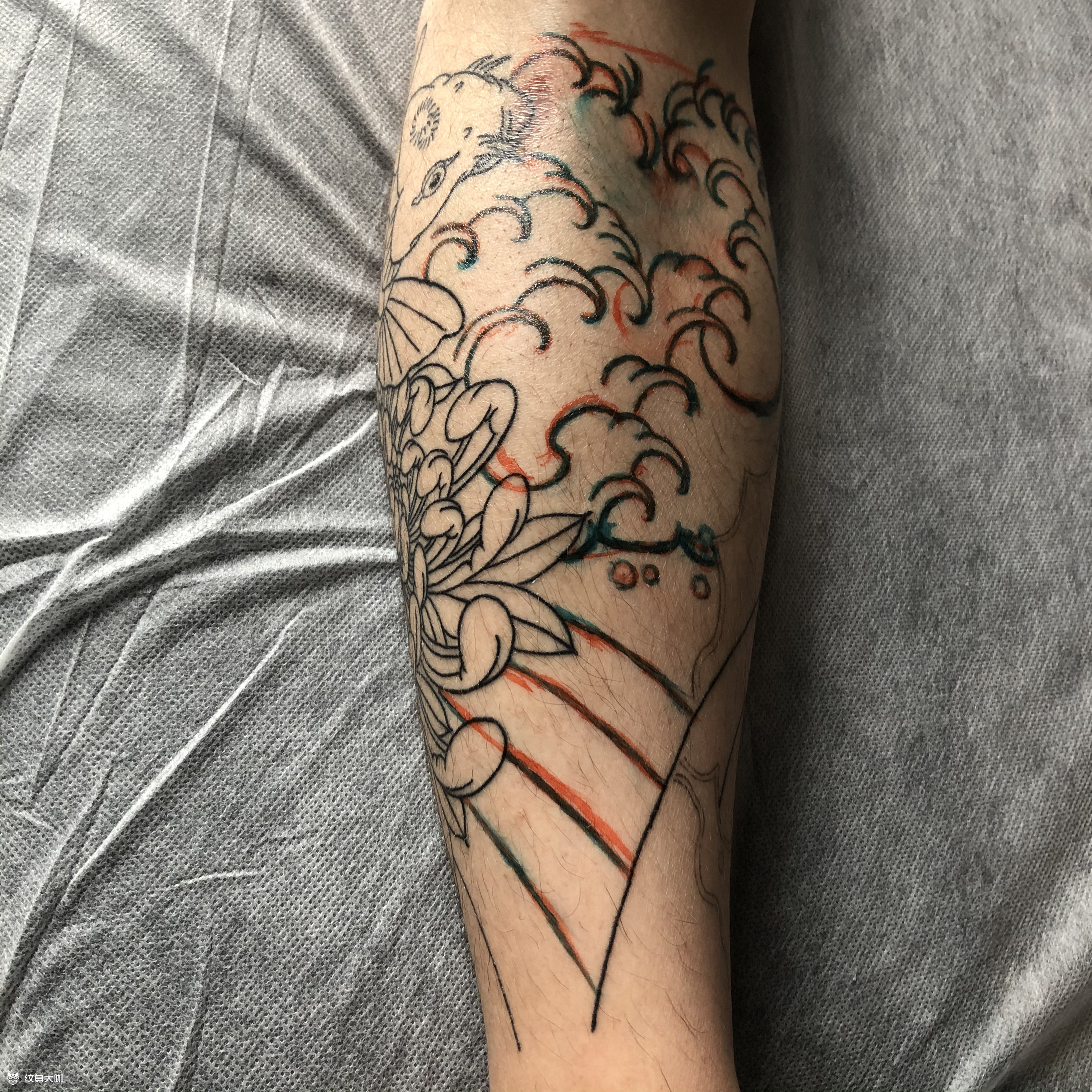 包小腿日式传统_纹身图案手稿图片_退散的纹身作品集