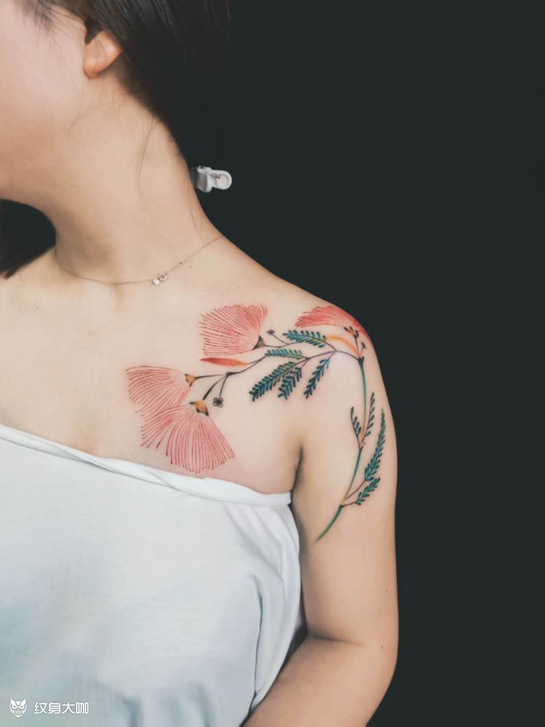 合欢花_纹身图案手稿图片_华仔的纹身作品集