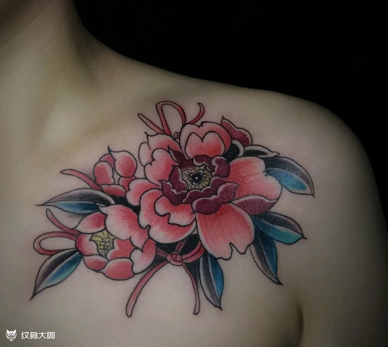 牡丹花_纹身图案手稿图片_纤墨的纹身作品集