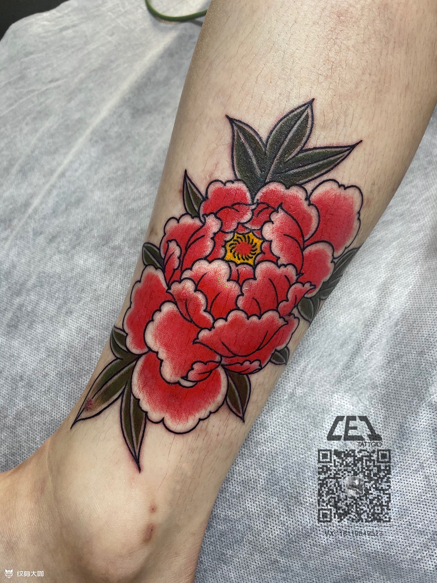 老传统牡丹_纹身图案手稿图片_王磊的纹身作品集