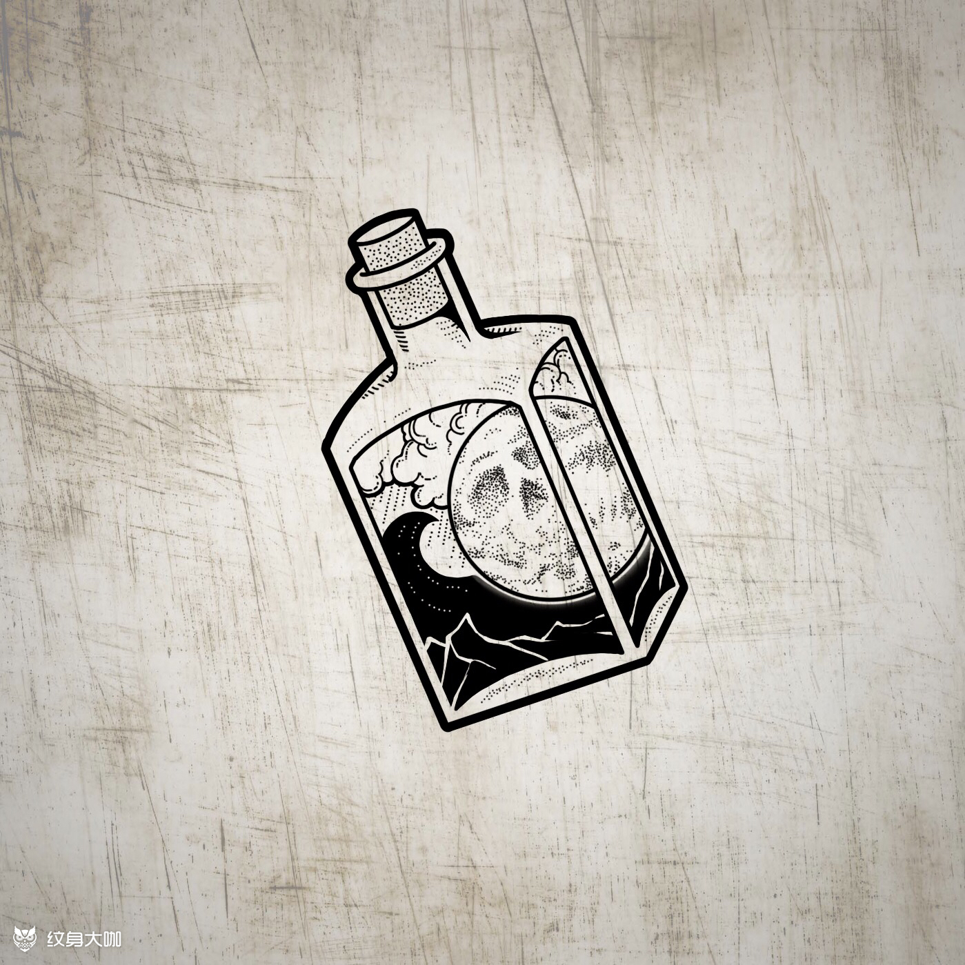 酒瓶纹身_纹身图案手稿图片_靑岚的纹身作品集