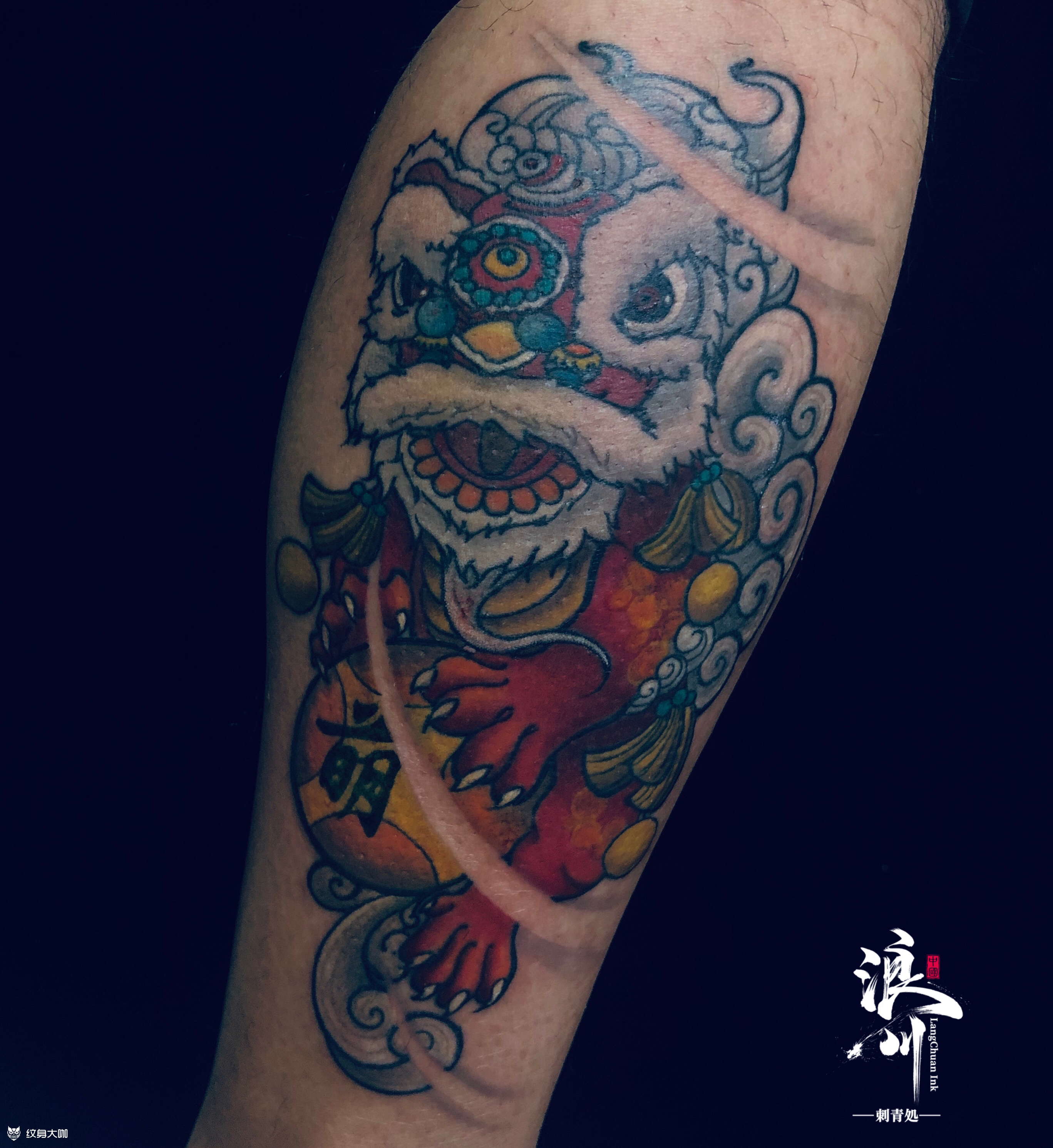 舞狮_纹身图案手稿图片_瑞的纹身作品集