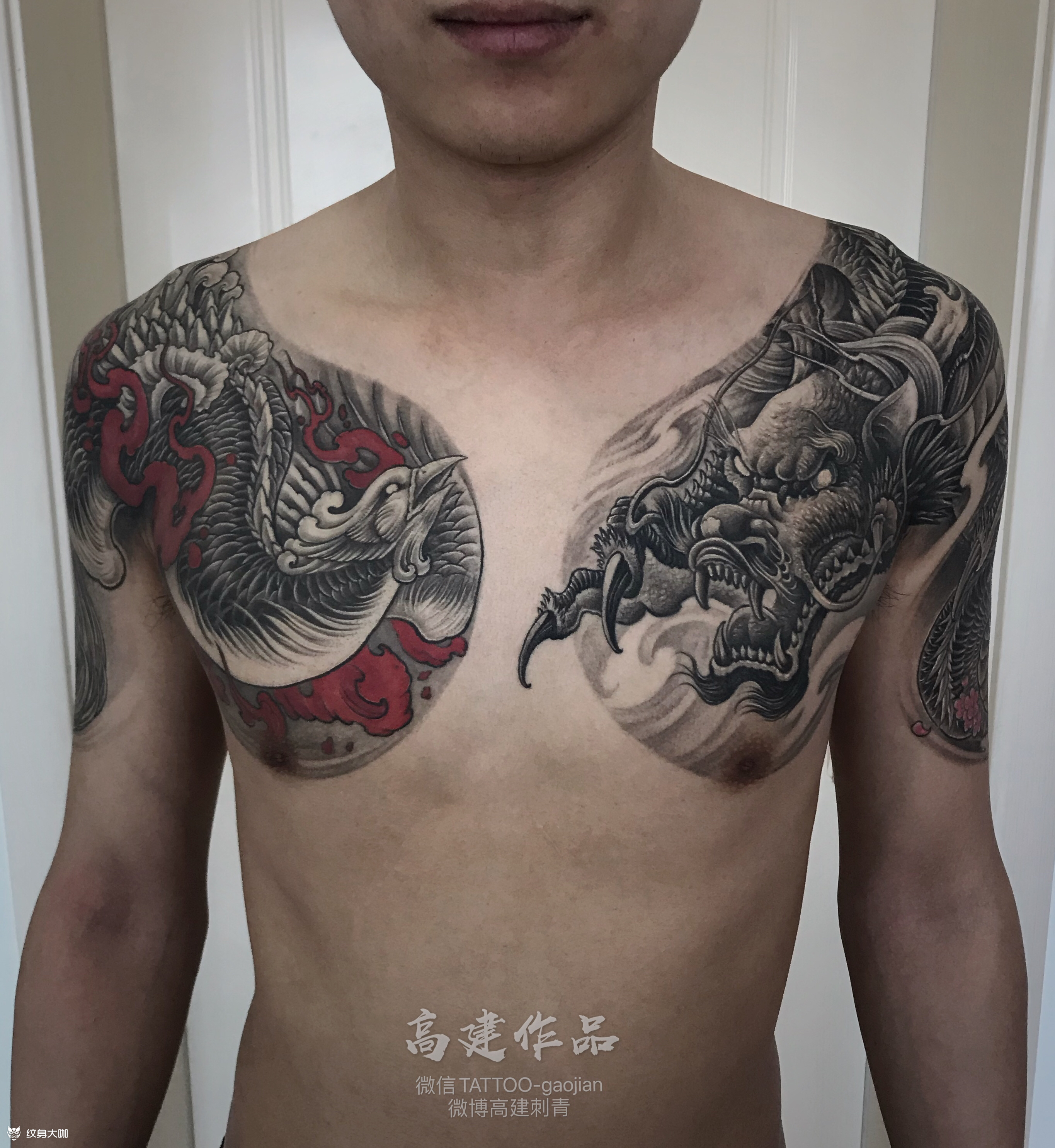 龙凤半甲_纹身图案手稿图片_渤海堂tattoo的纹身作品集