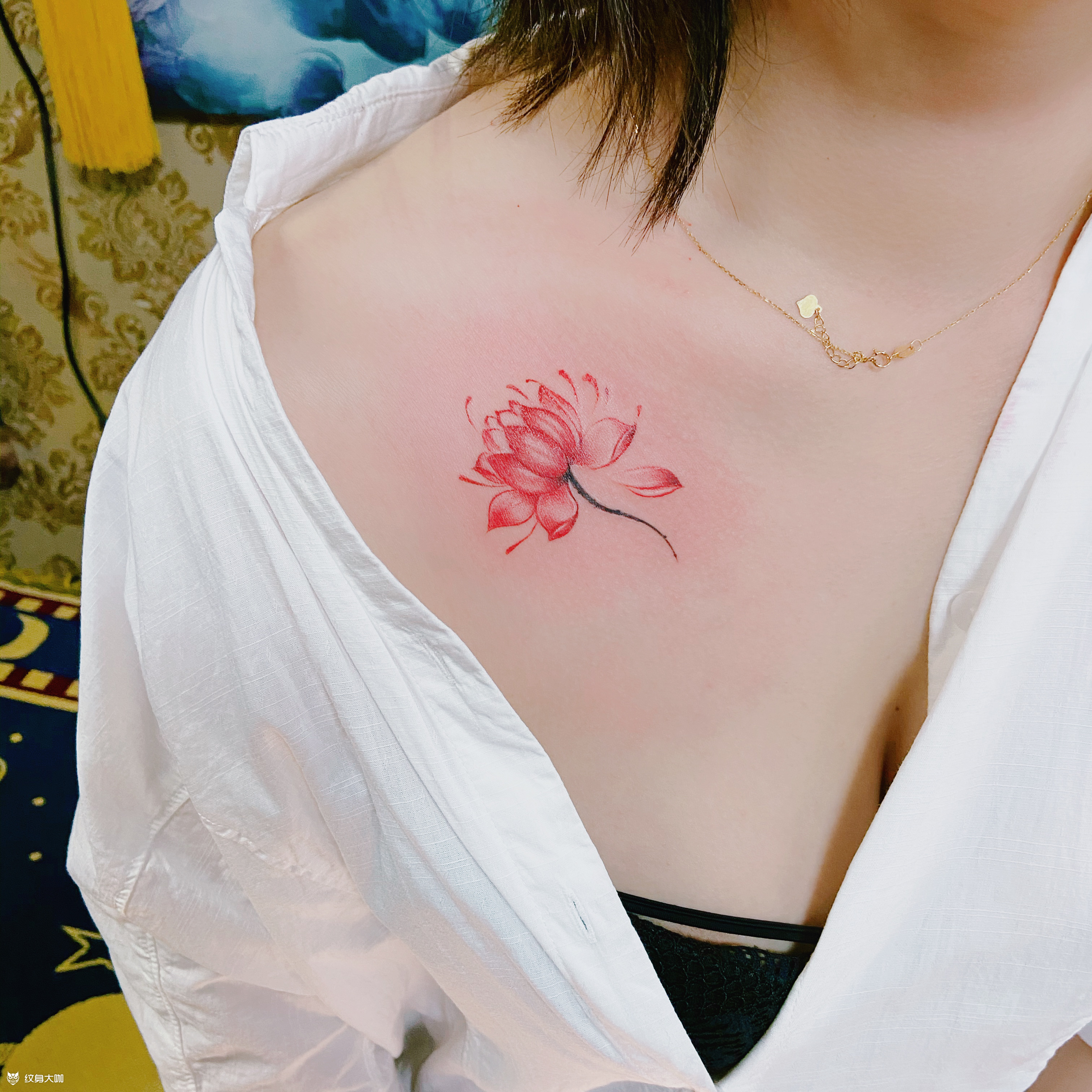 荷花_纹身图案手稿图片_影子的纹身作品集